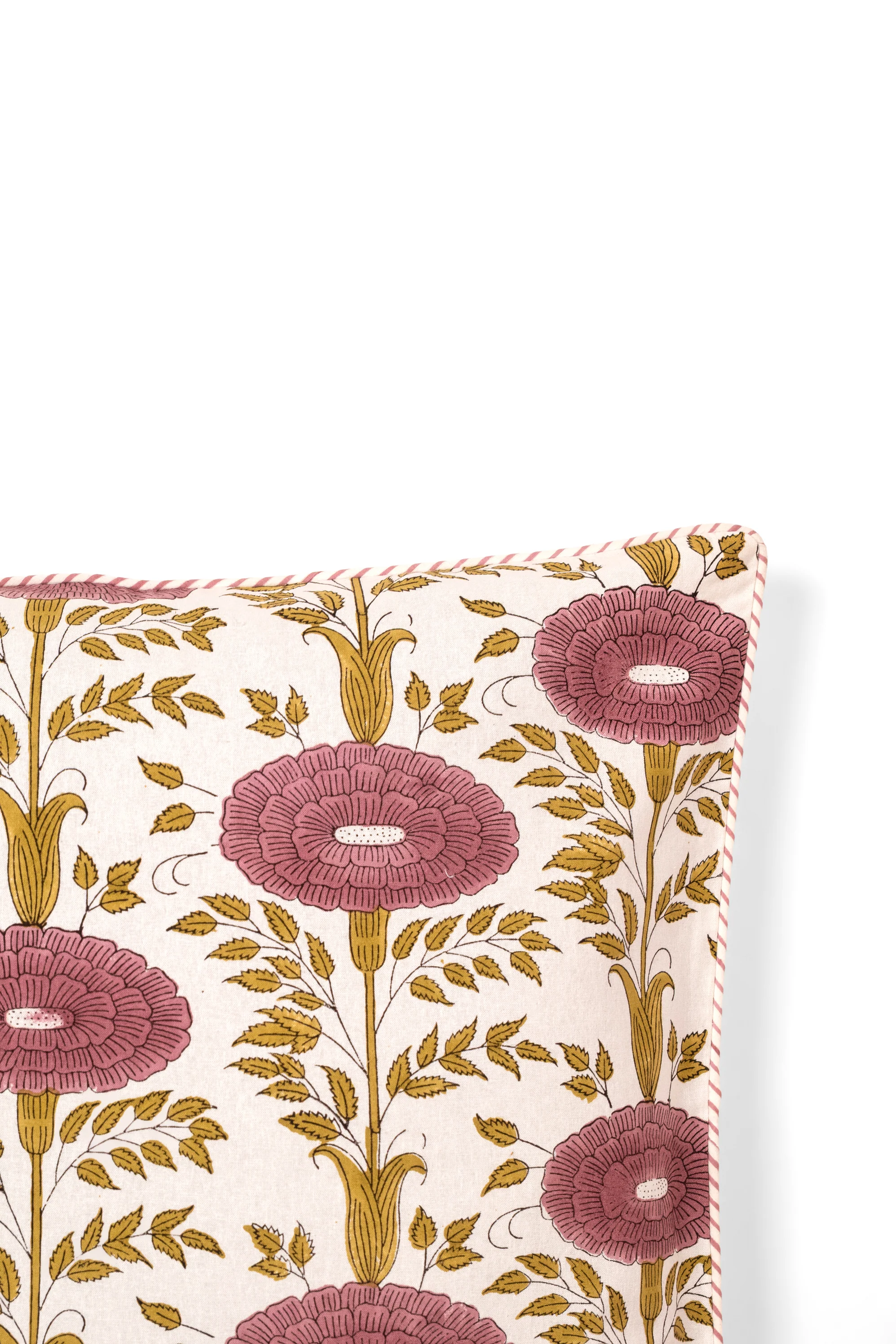 Araminta Blockprint Floral Pillow Cover - Image 4