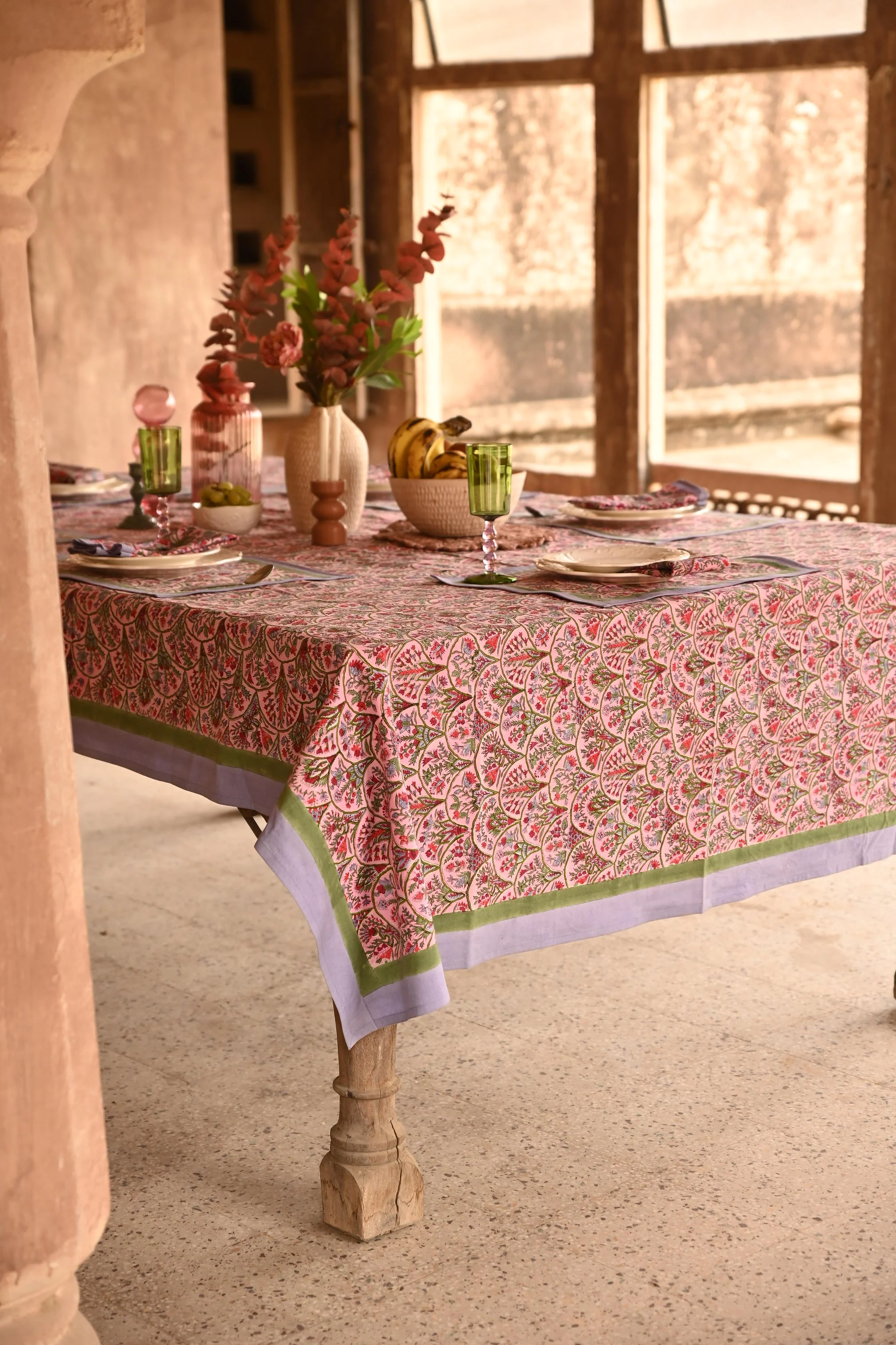 Pink Arch Blockprint Tablecloth - Image 3