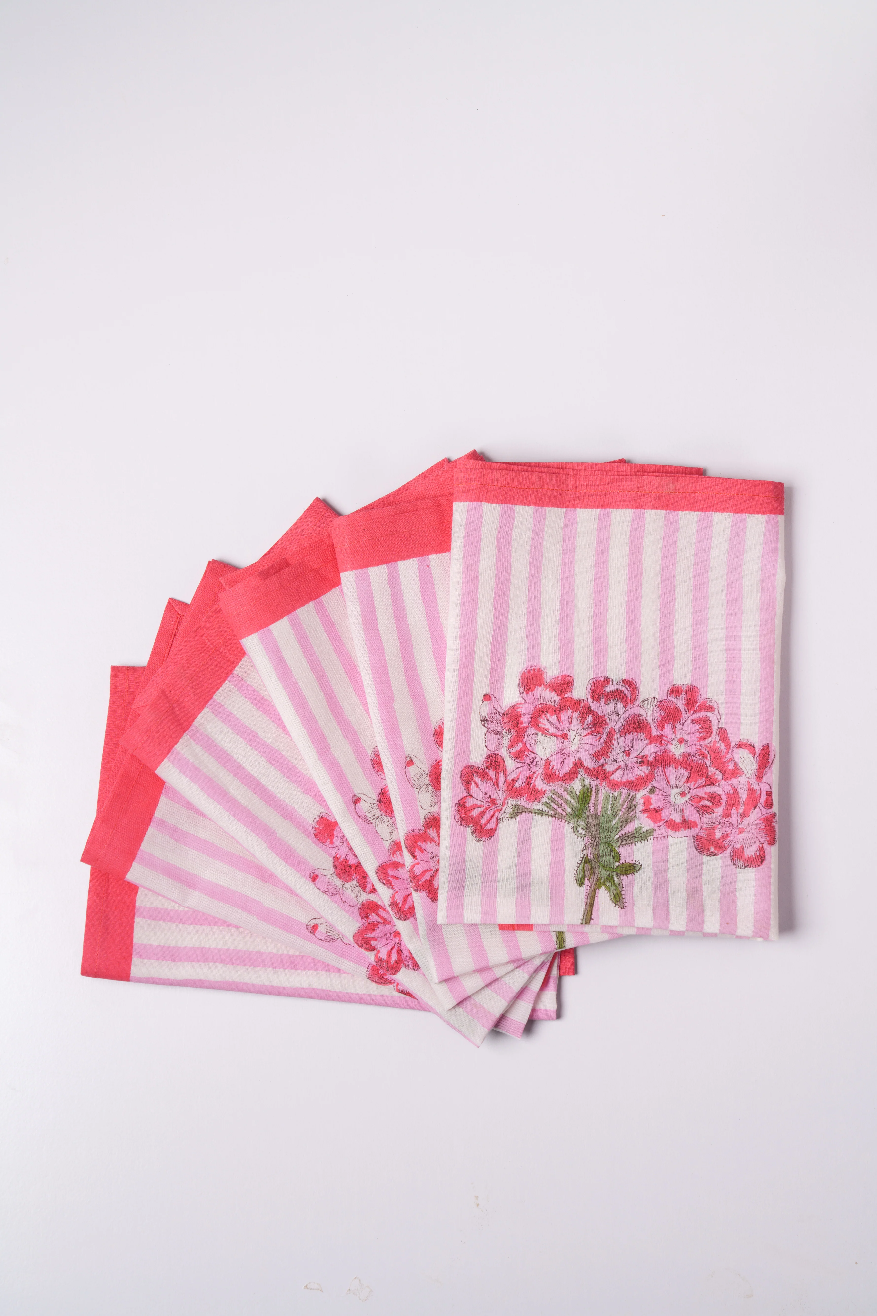 Pink Hydrangea Blockprint Napkins, Set of 4 - Image 3