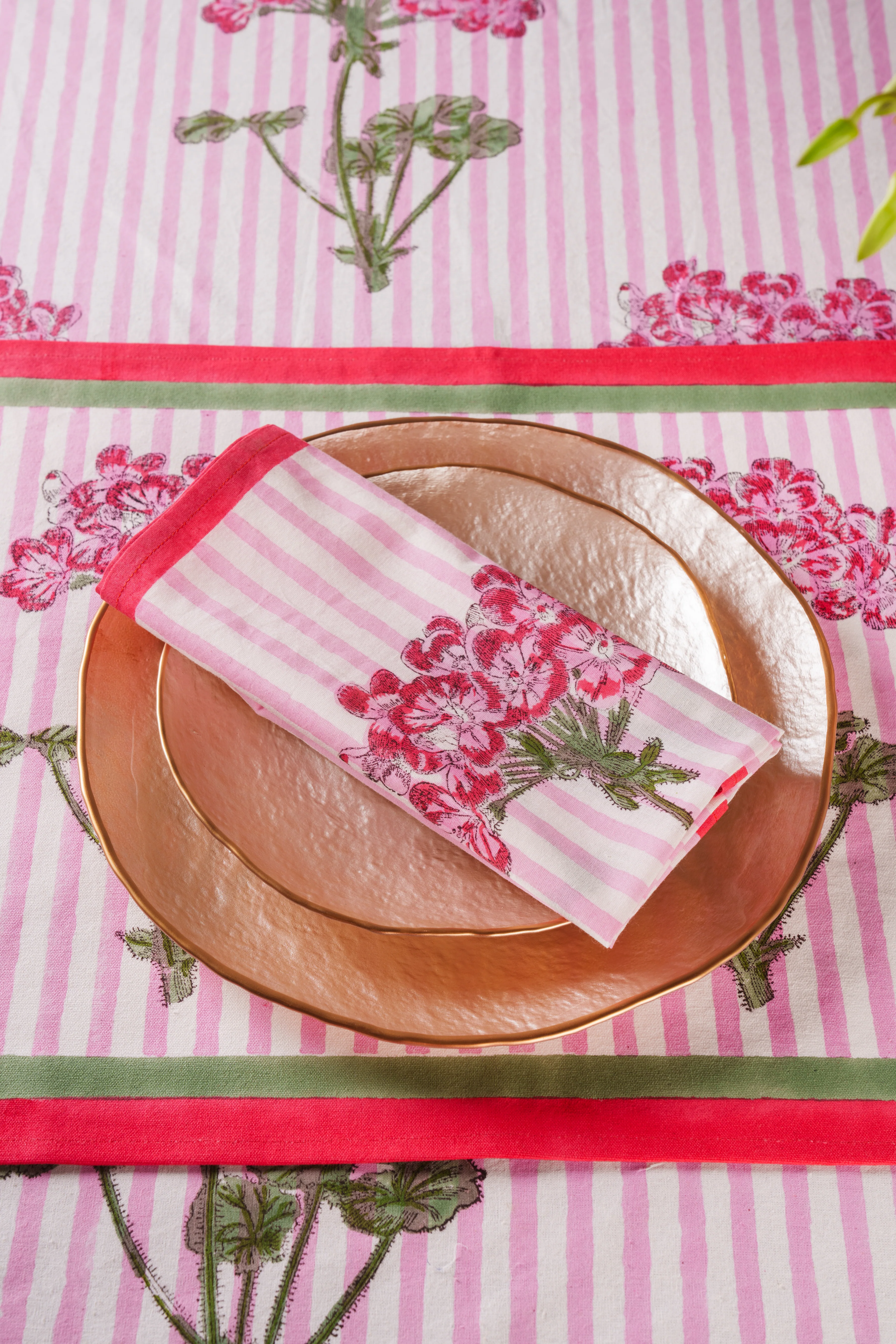 Pink Hydrangea Blockprint Napkins, Set of 4 - Image 5
