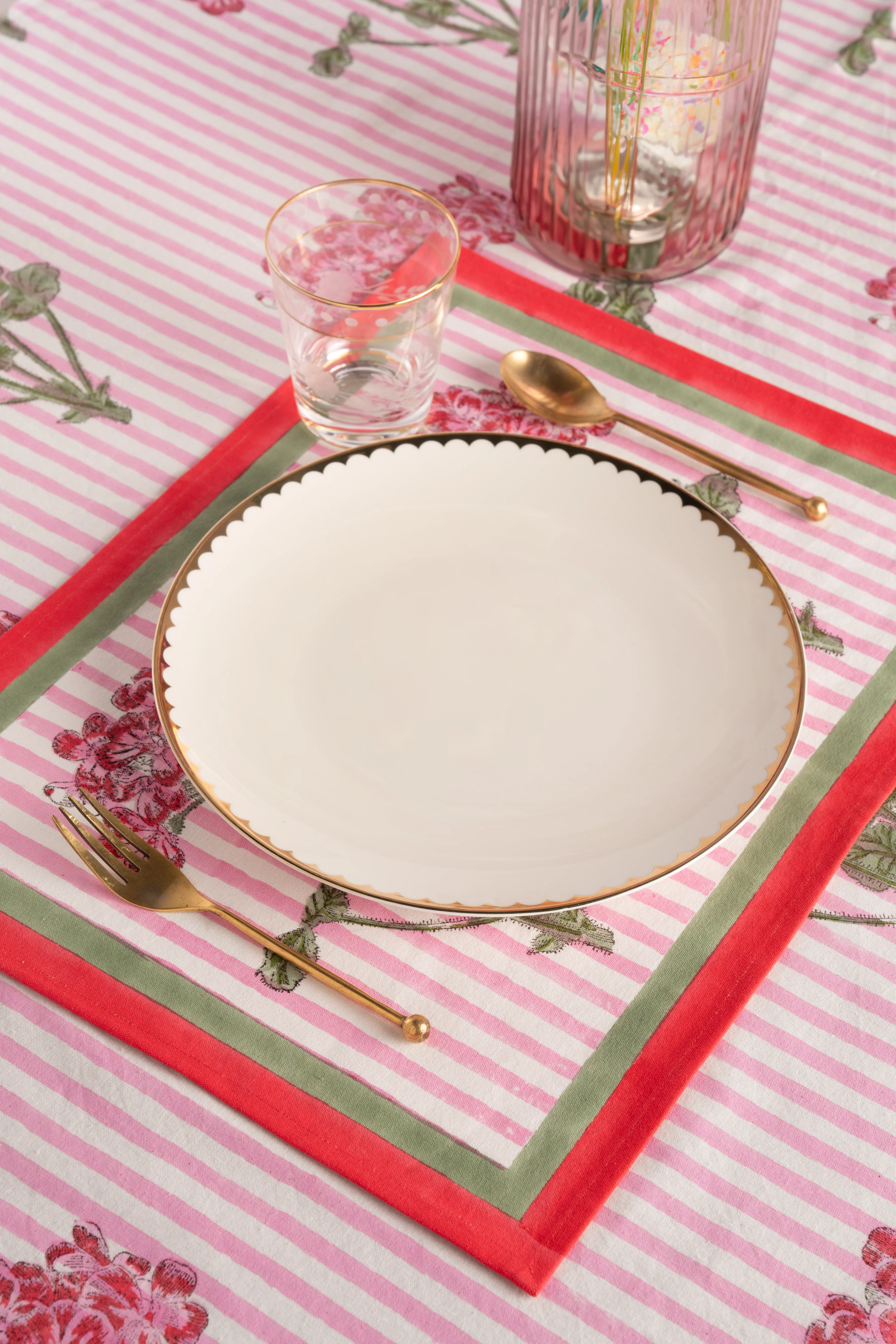 Pink Hydrangea Blockprint Placemat - Image 5
