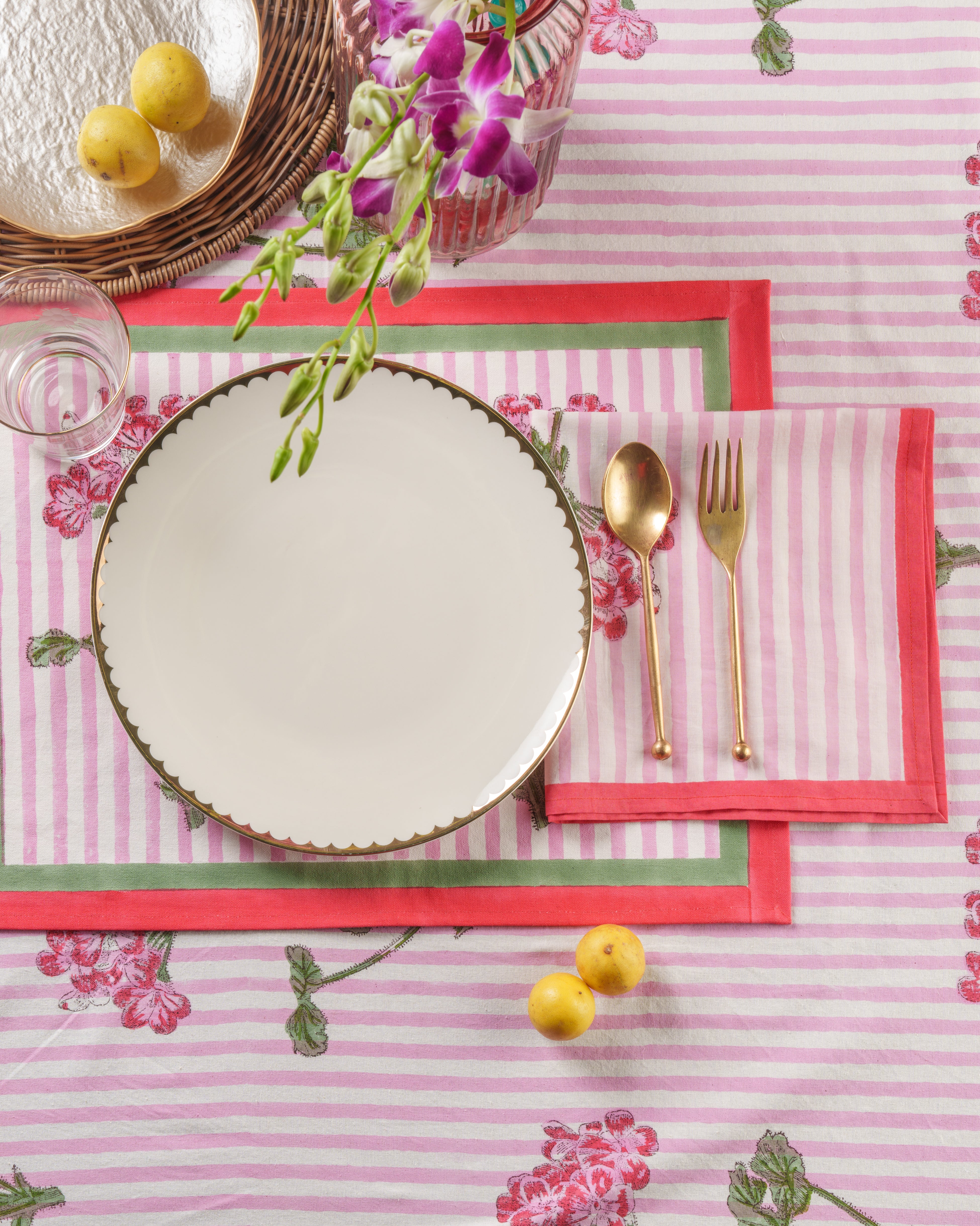 Pink Hydrangea Blockprint Placemat - Image 6