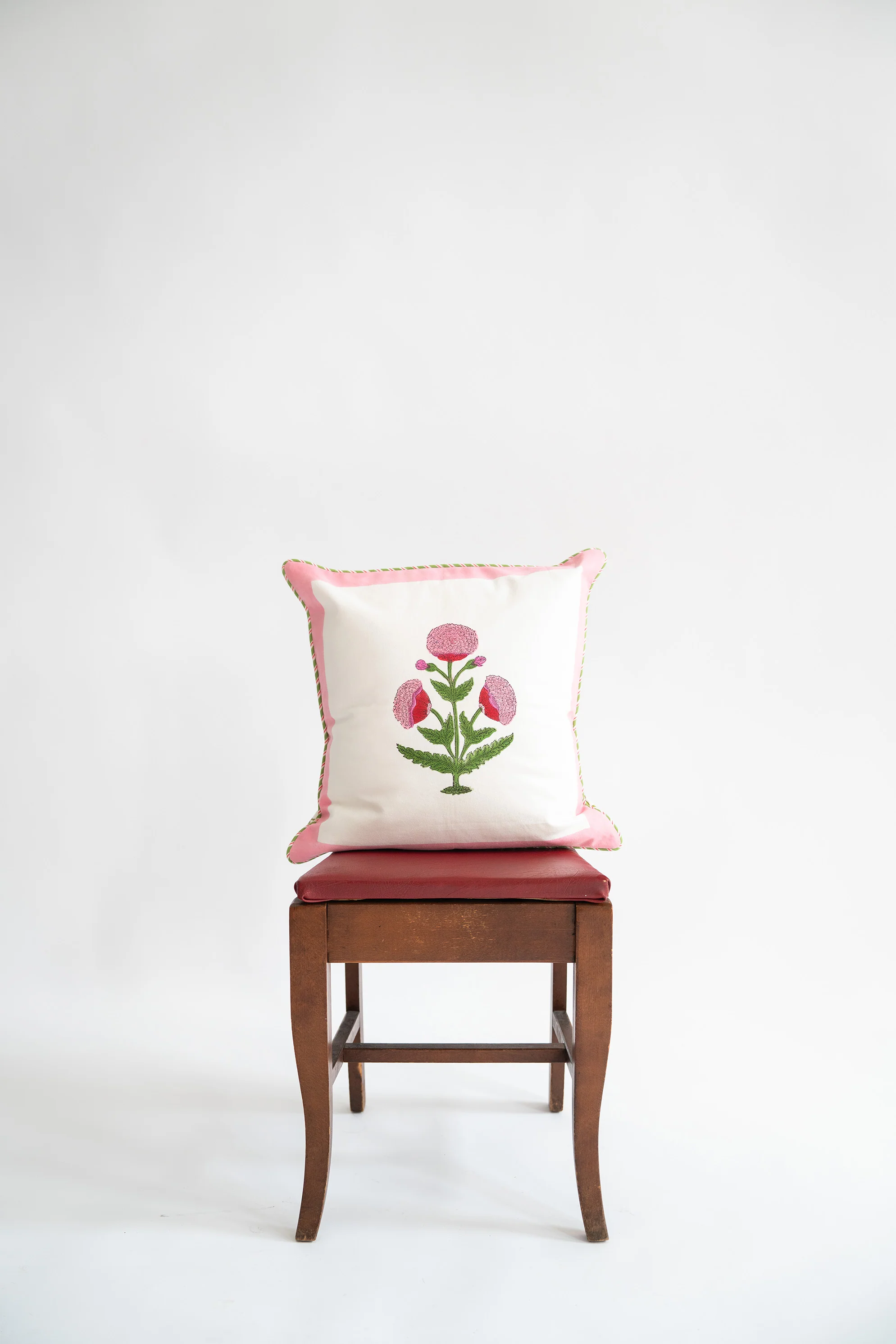 Pink Poppy Blockprint Pillow - Image 3
