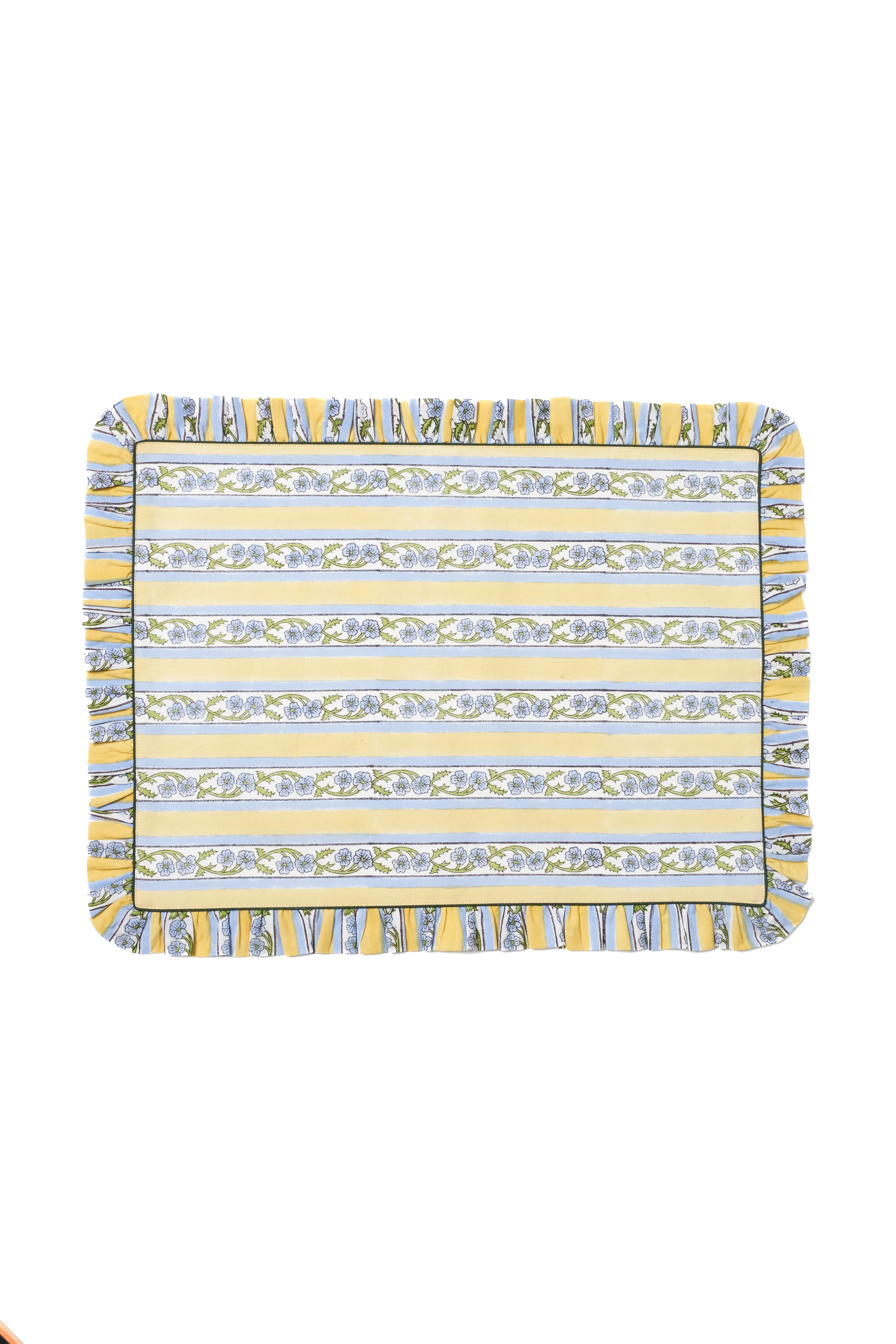 Provence Blockprint Placemat in Butter Yellow - Image 3