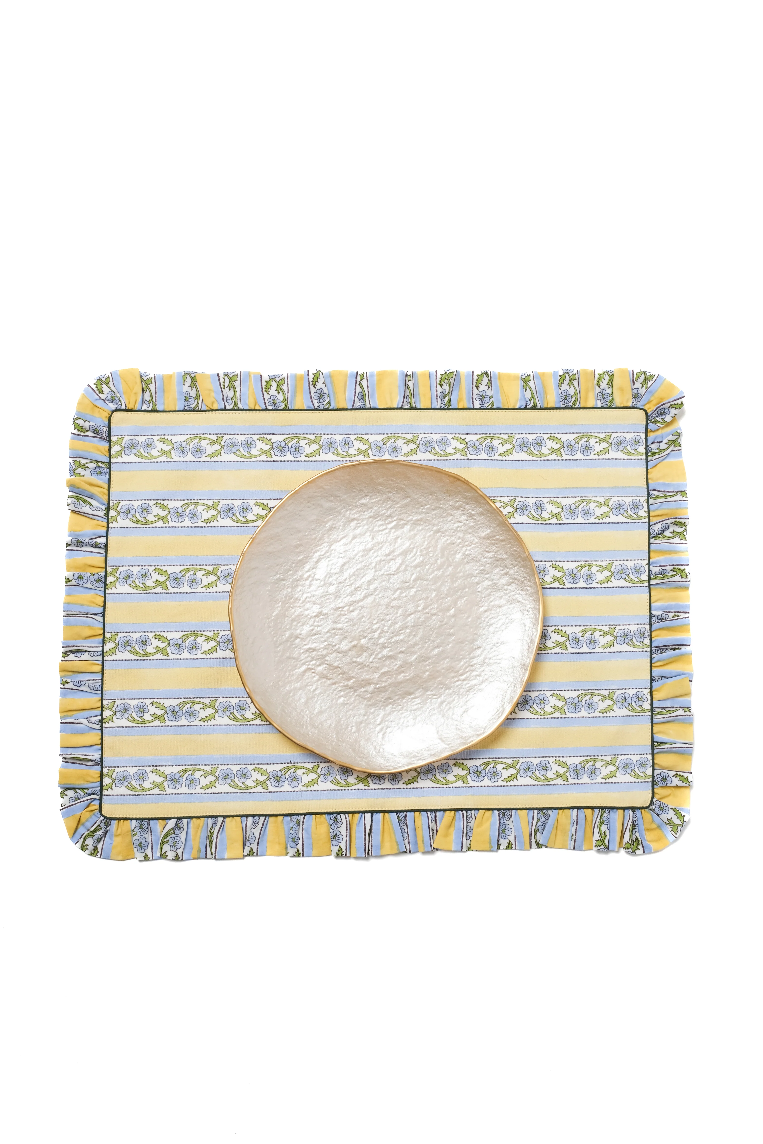 Provence Blockprint Placemat in Butter Yellow - Image 4