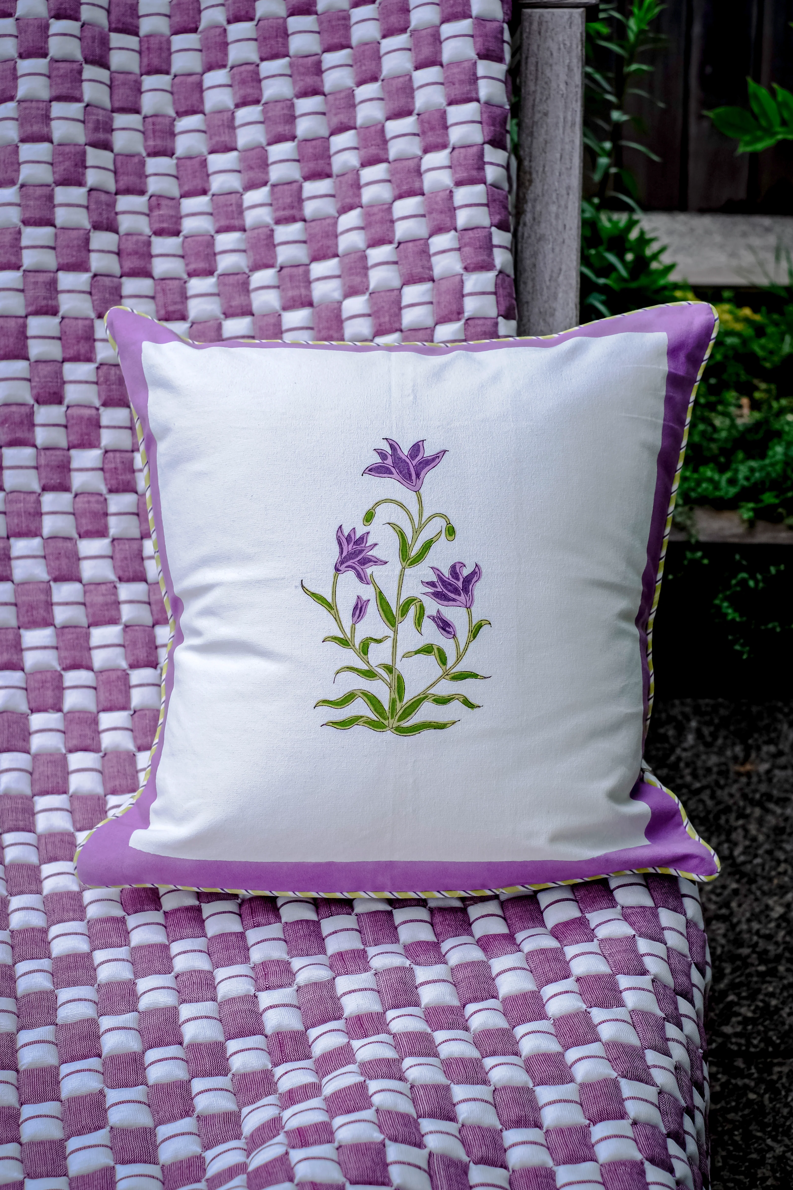 Purple Botanical Study Blockprint Pillow - Image 3