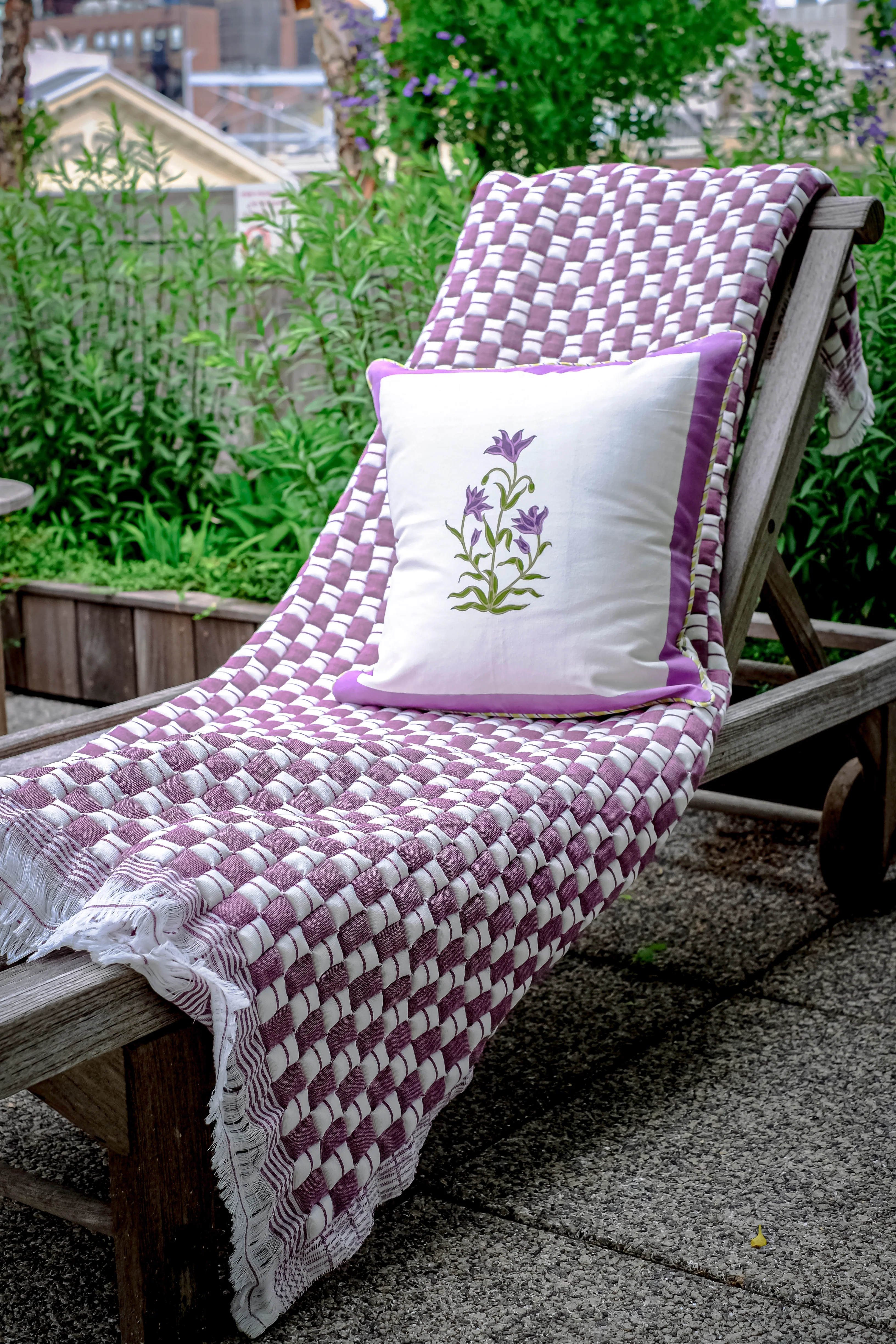 Purple Botanical Study Blockprint Pillow - Image 4