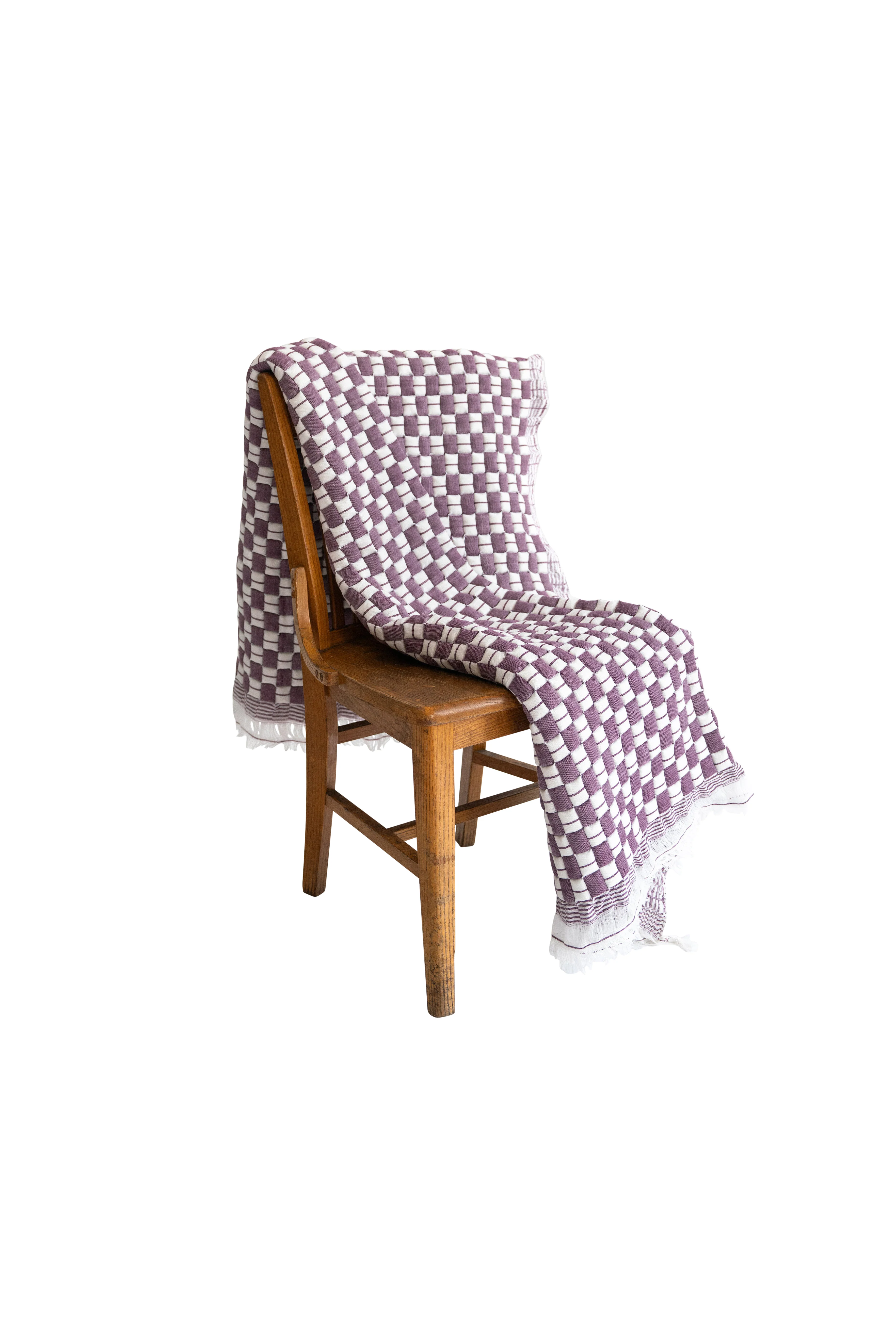 Purple Checkered Sujani Quilt - Image 3