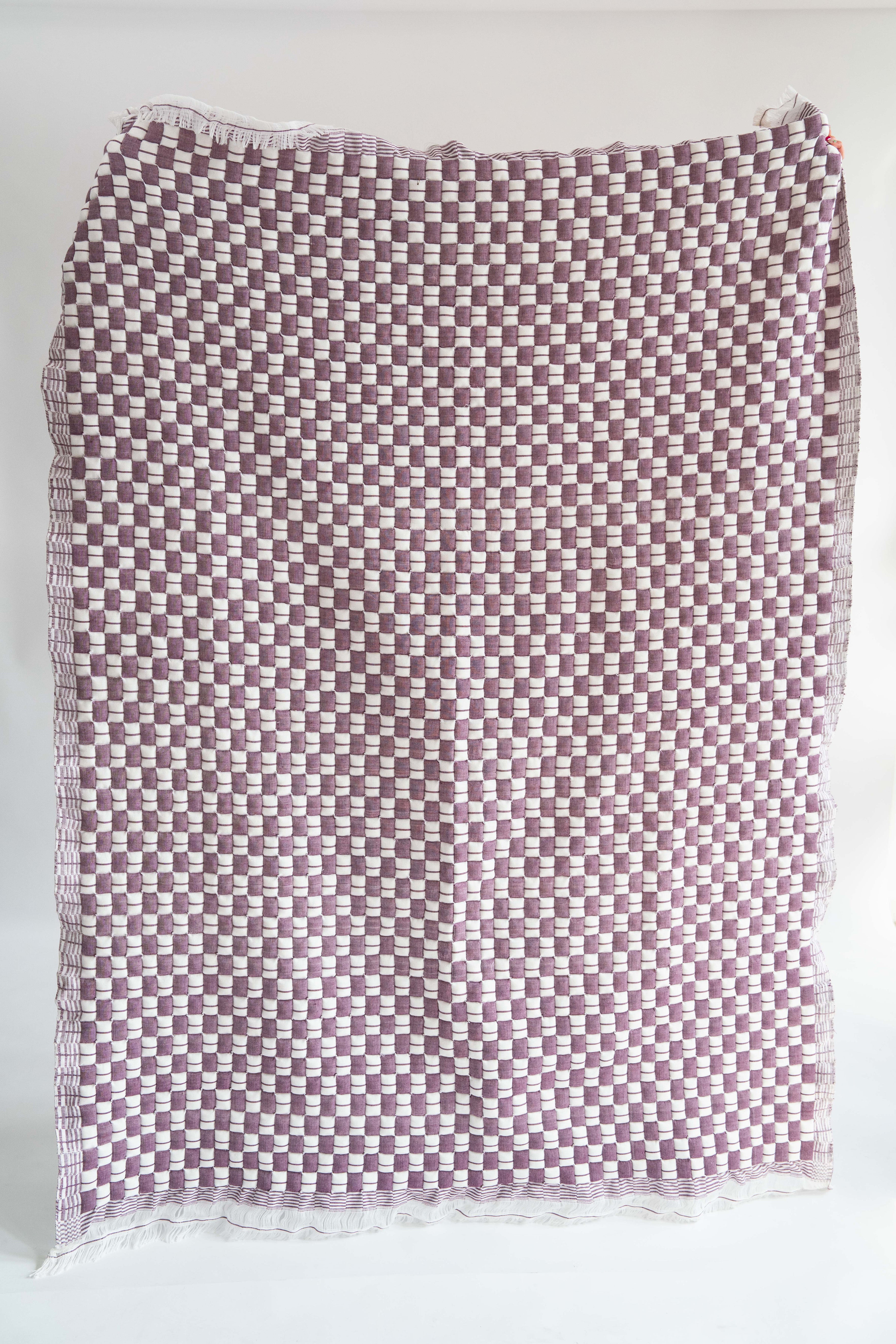 Purple Checkered Sujani Quilt - Image 4