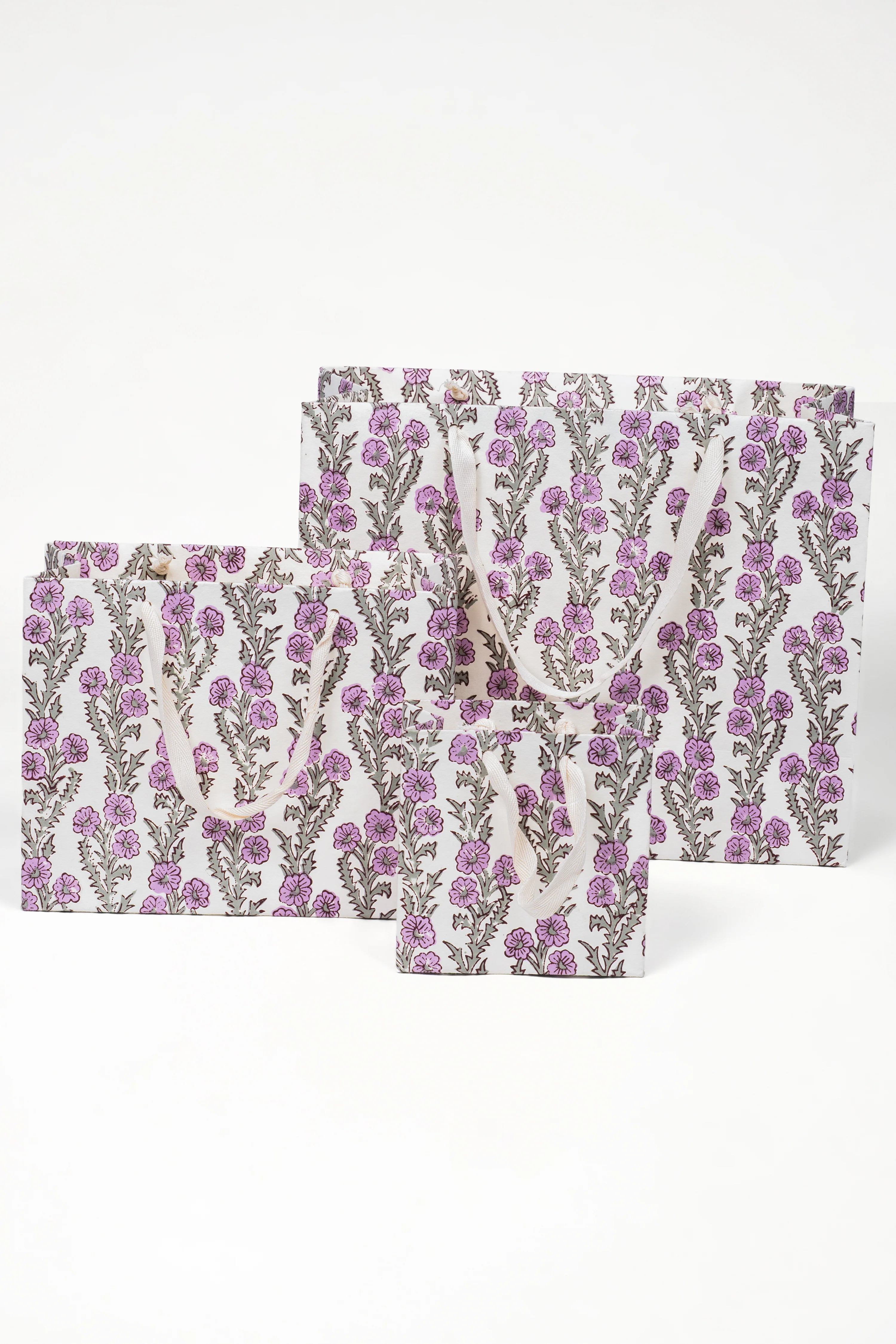 Purple Forget-Me-Not Blockprint Gift Bag