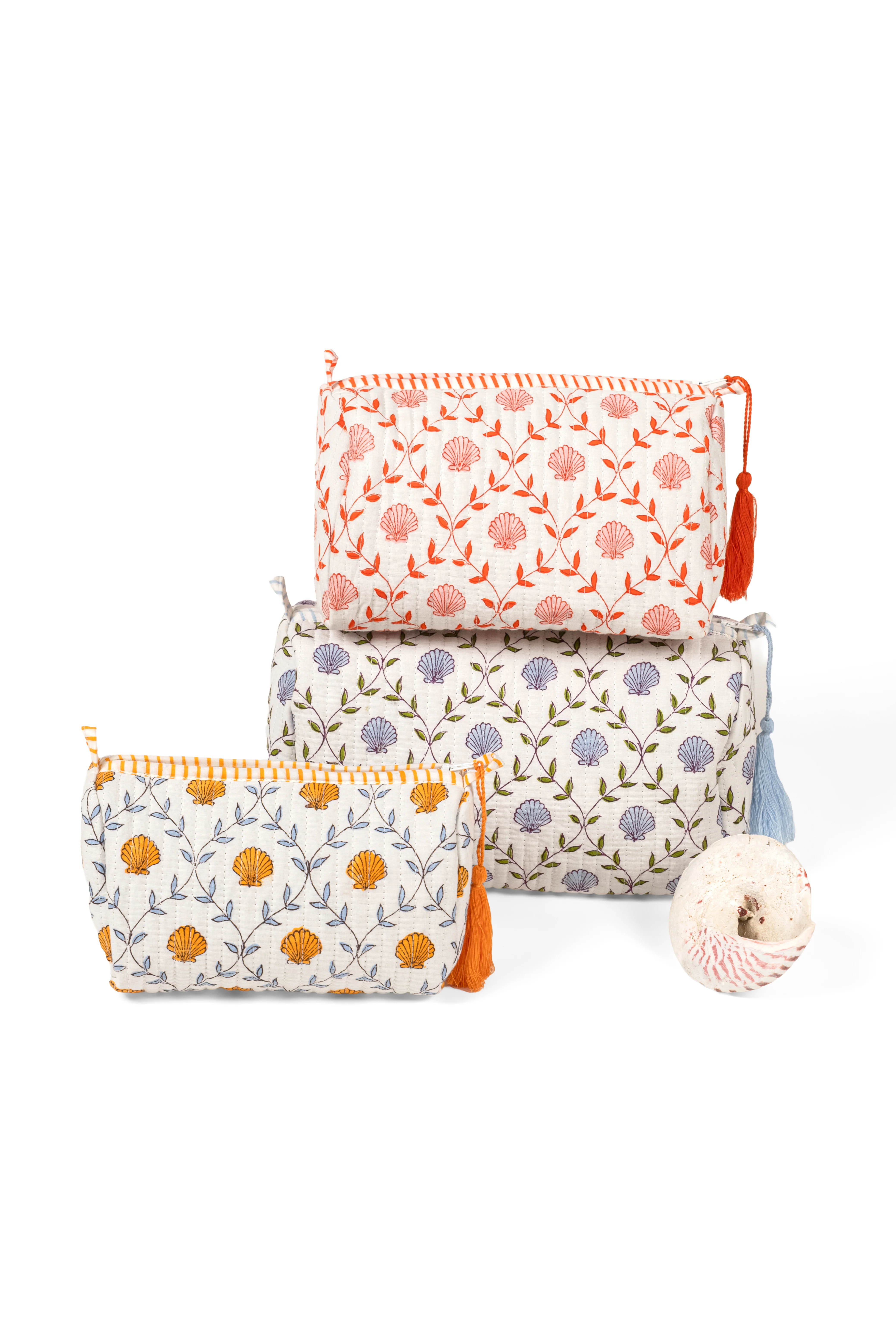 Seashell Blockprint Makeup Bag - Image 11