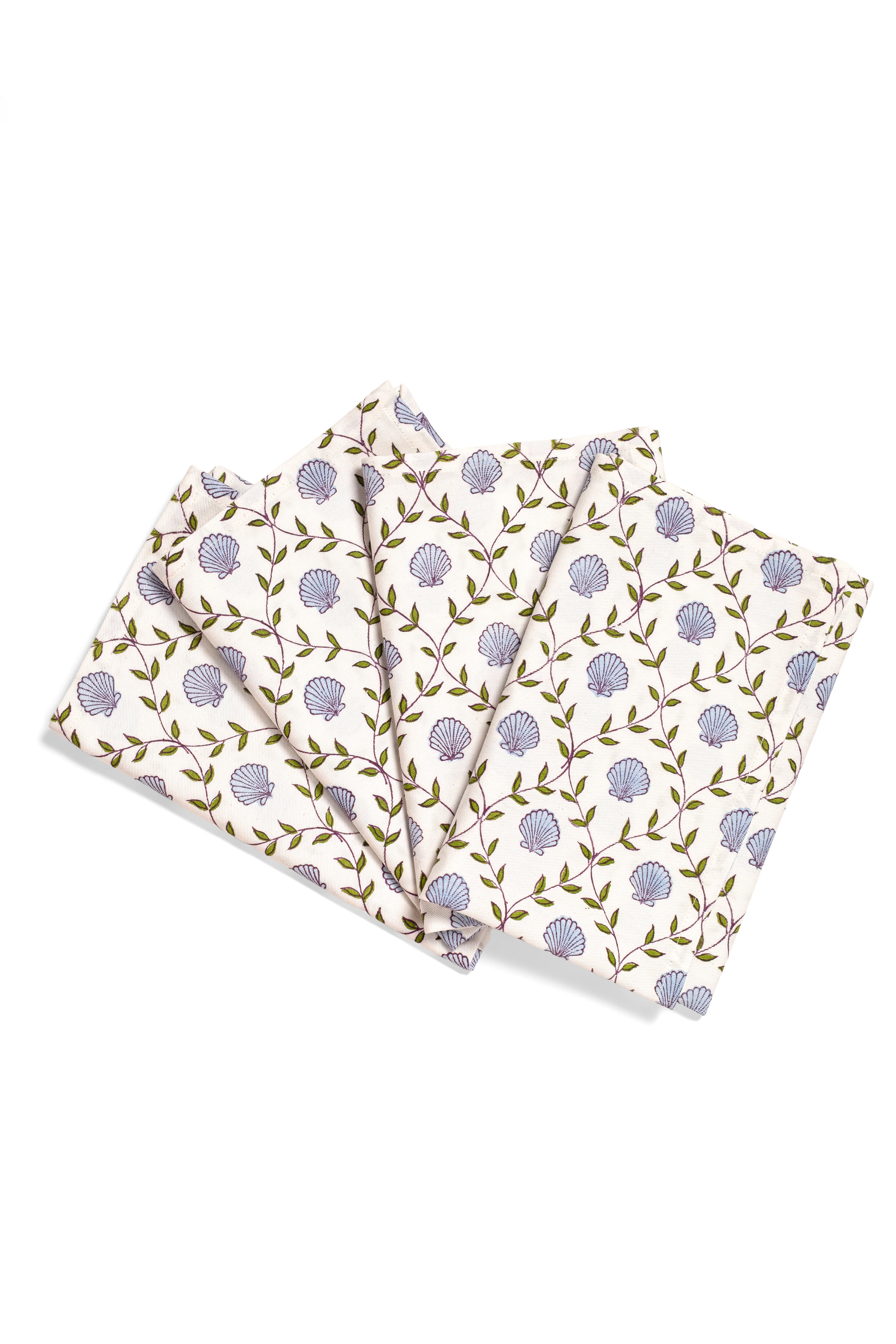 Seashell Blockprint Napkins, Set of 4 - Image 4