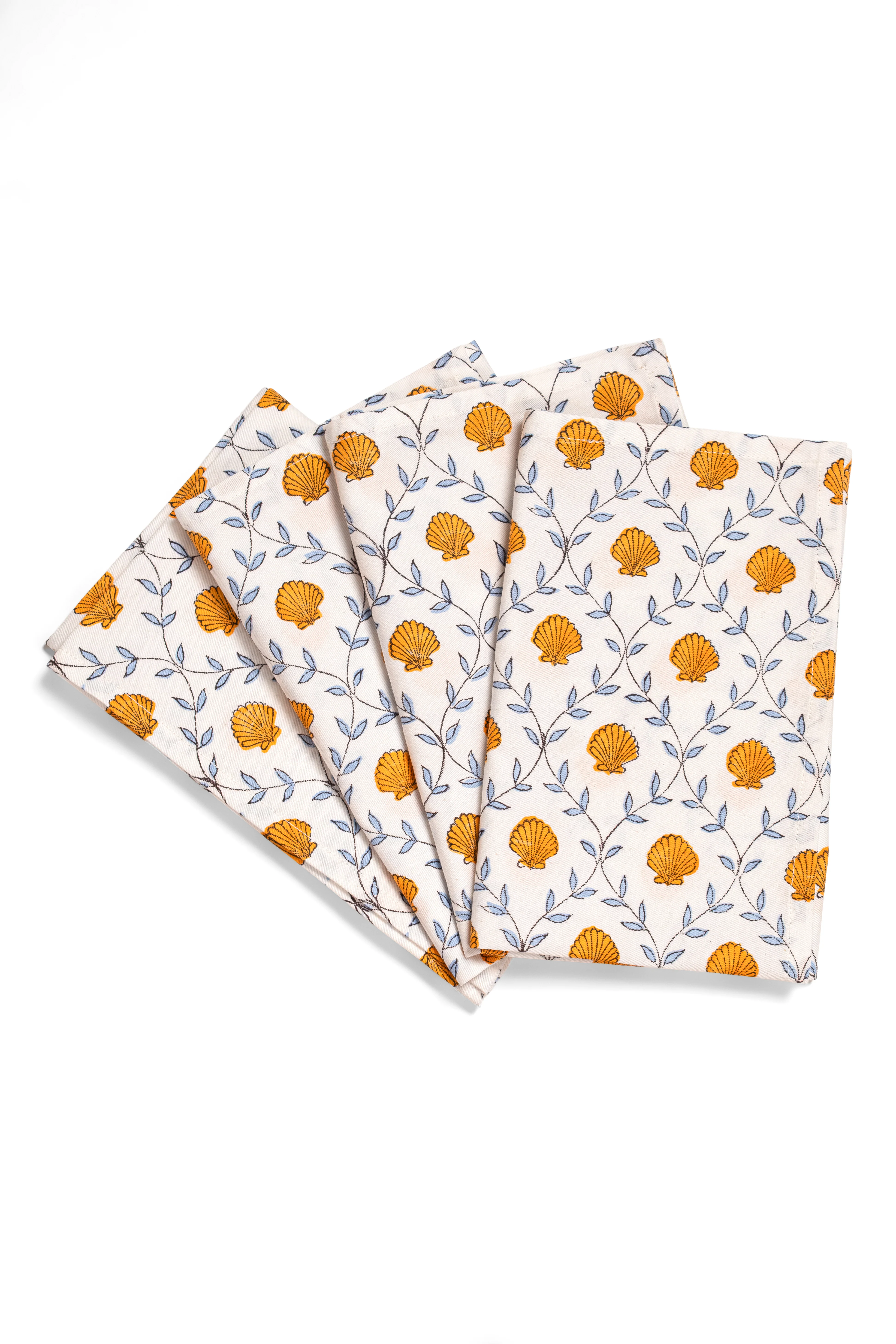 Seashell Blockprint Napkins, Set of 4 - Image 6