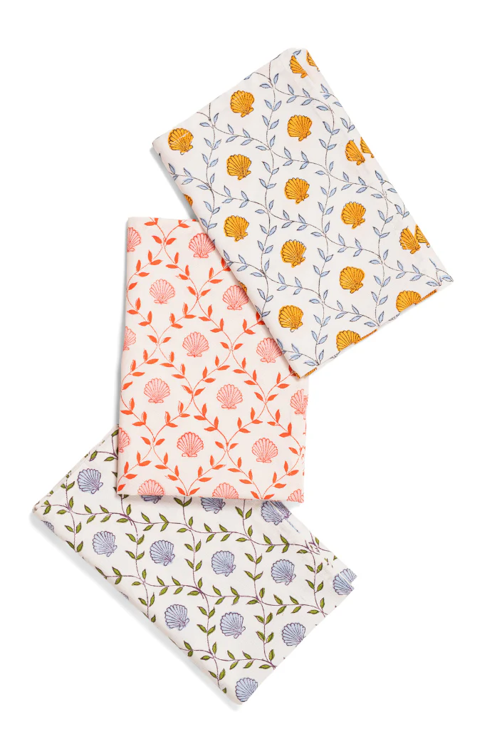 Seashell Blockprint Napkins, Set of 4 - Image 7