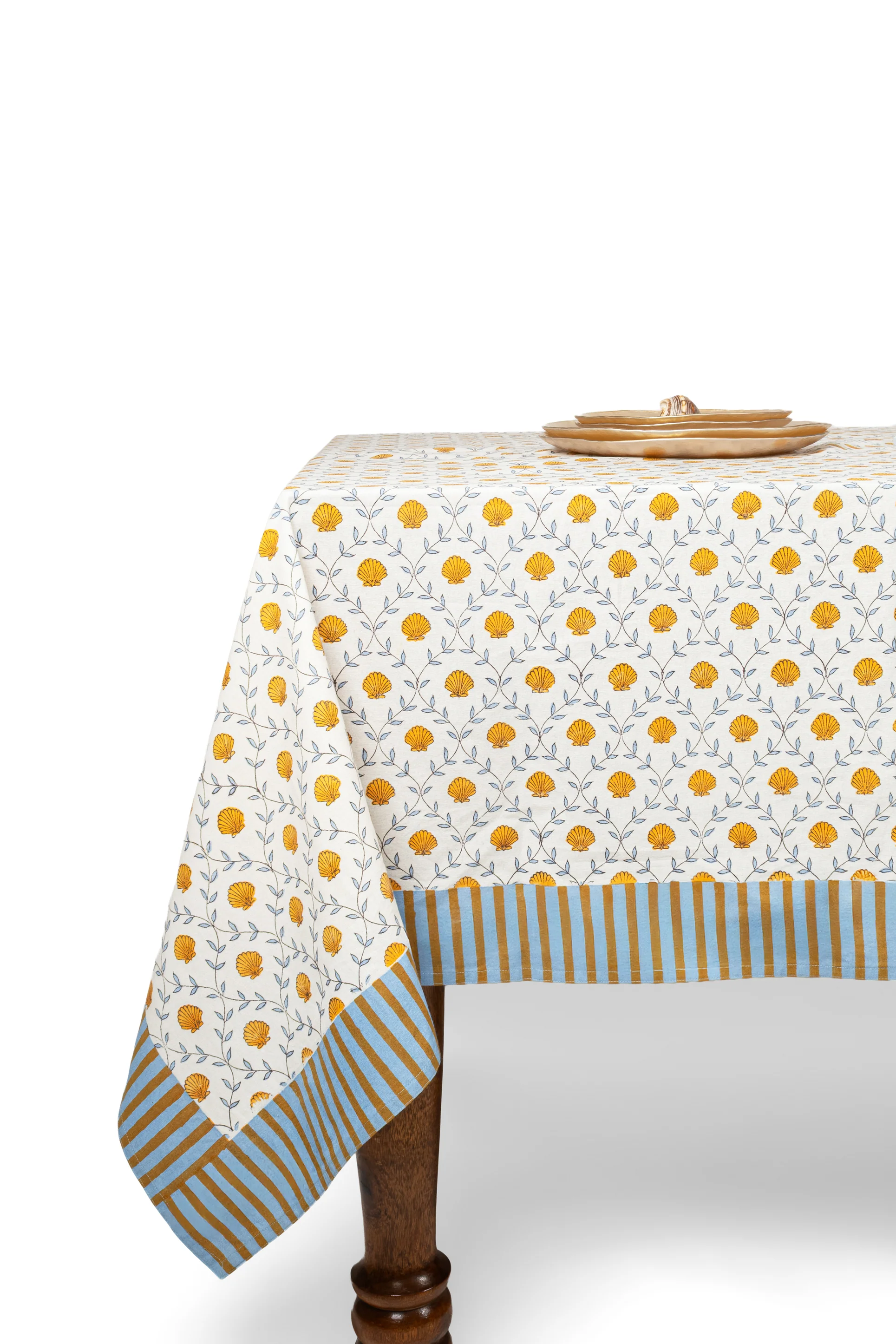 Seashell Blockprint Tablecloth