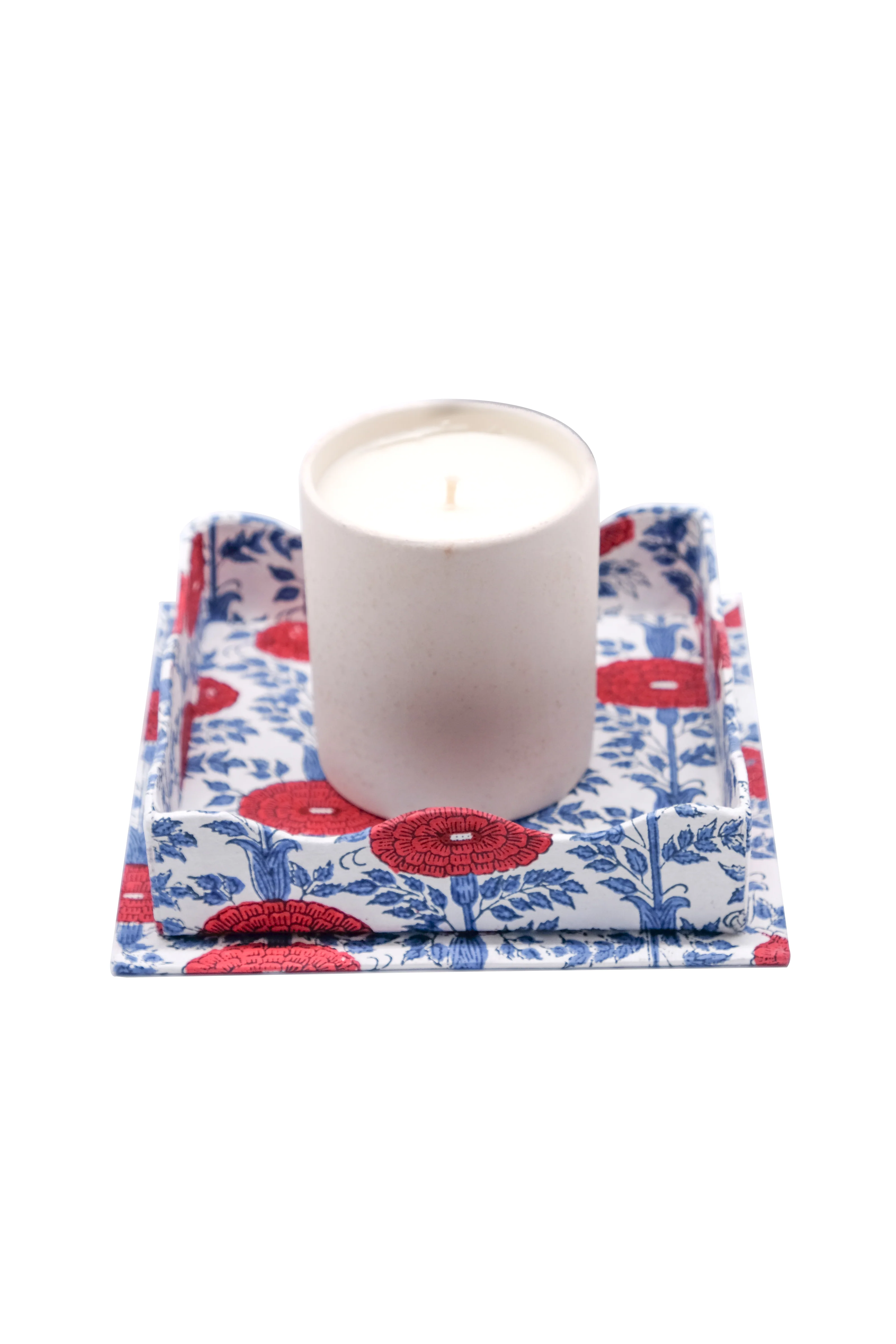 Trinket Cocktail Napkin Tray in Araminta Blockprint - Image 3