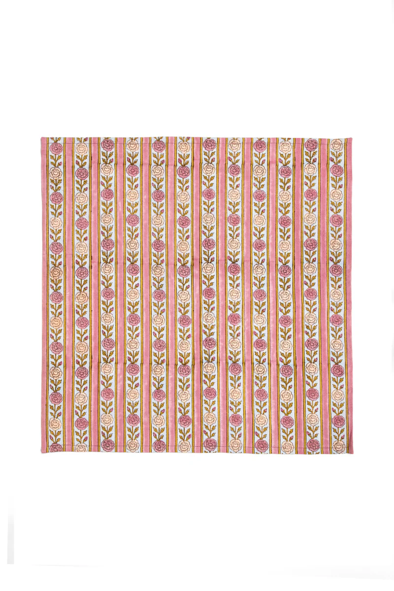Vintage Floral Stripe Napkins, Set of 4