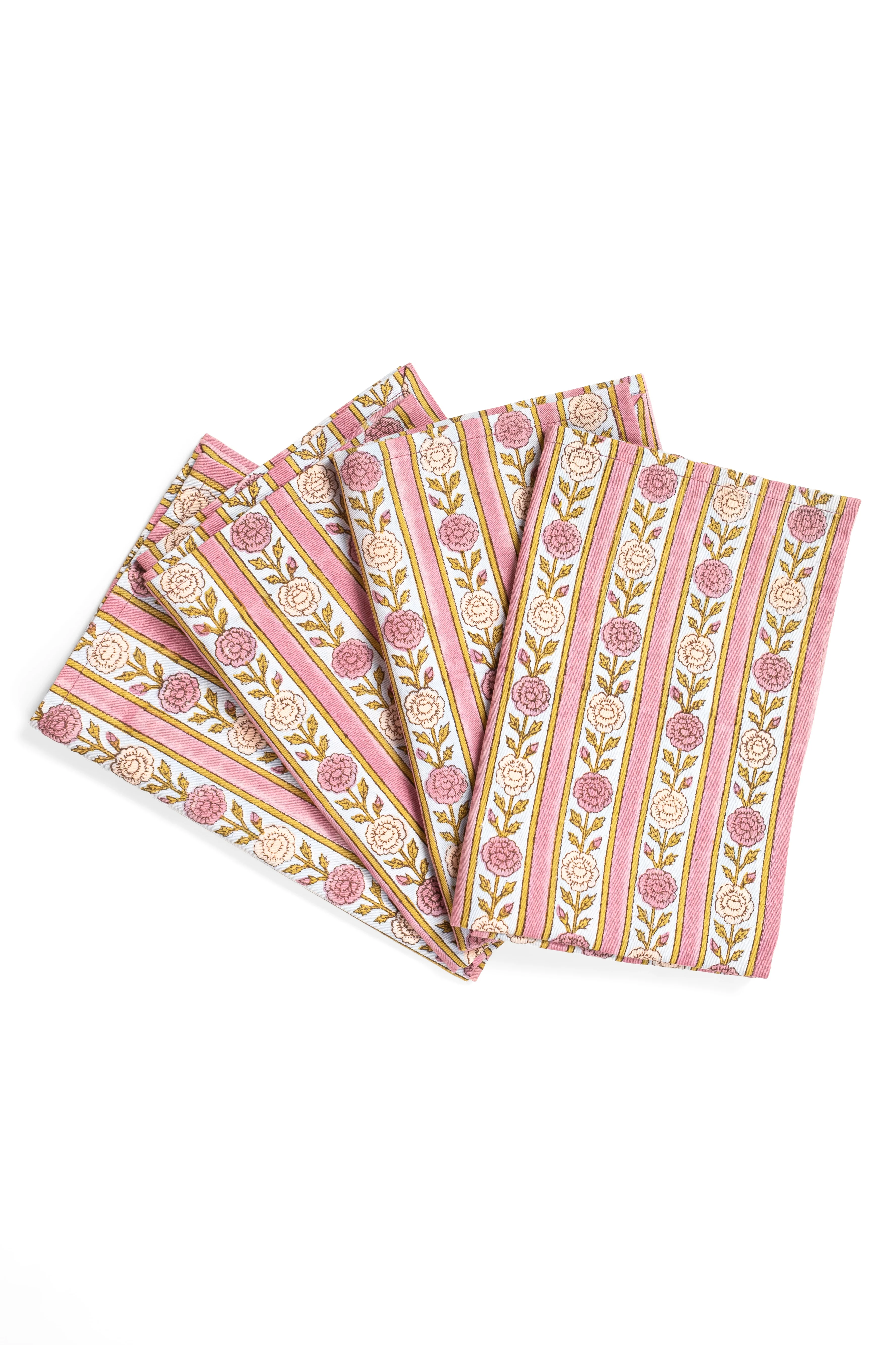 Vintage Floral Stripe Napkins, Set of 4 - Image 2
