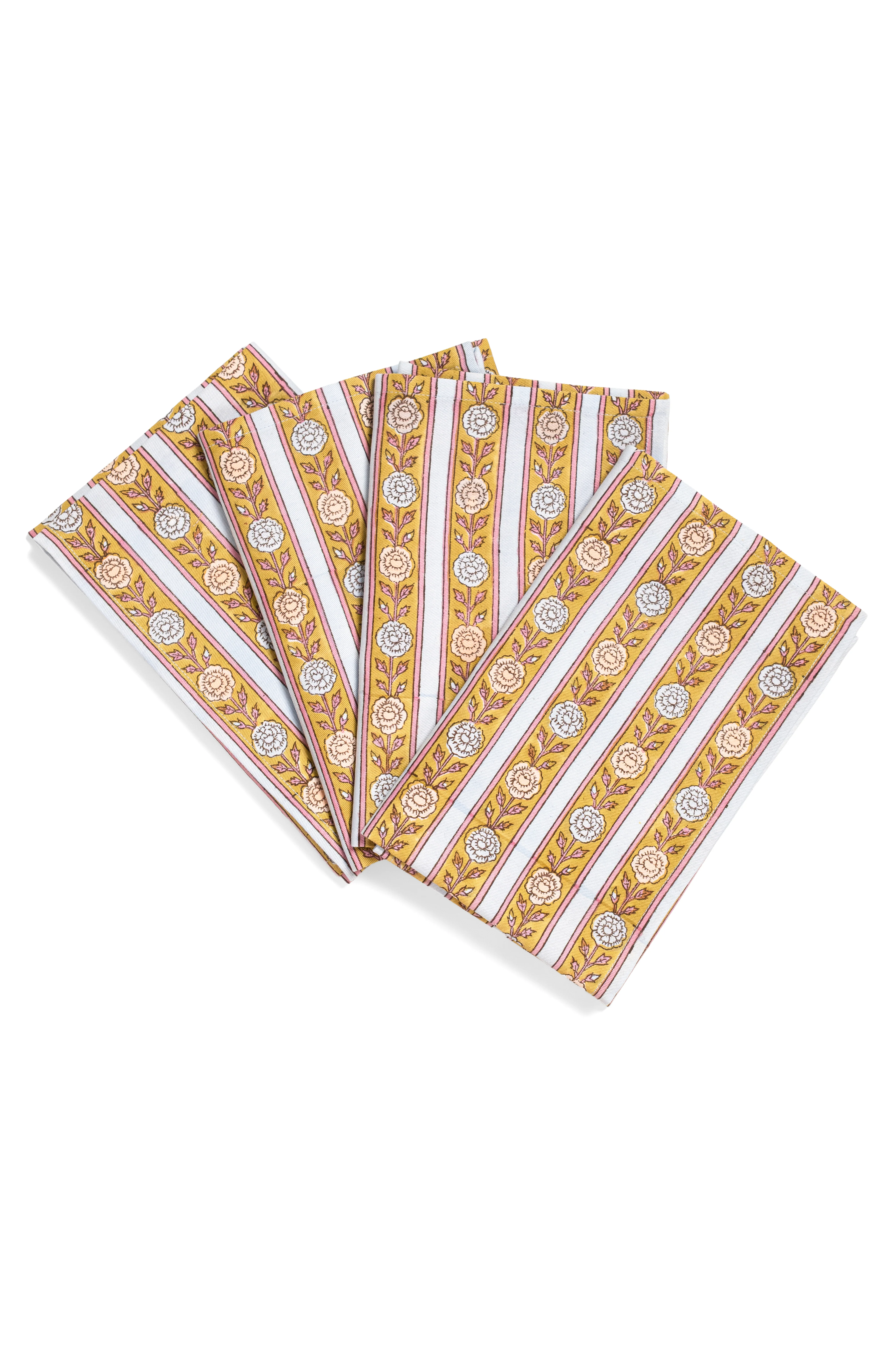 Vintage Floral Stripe Napkins, Set of 4 - Image 4