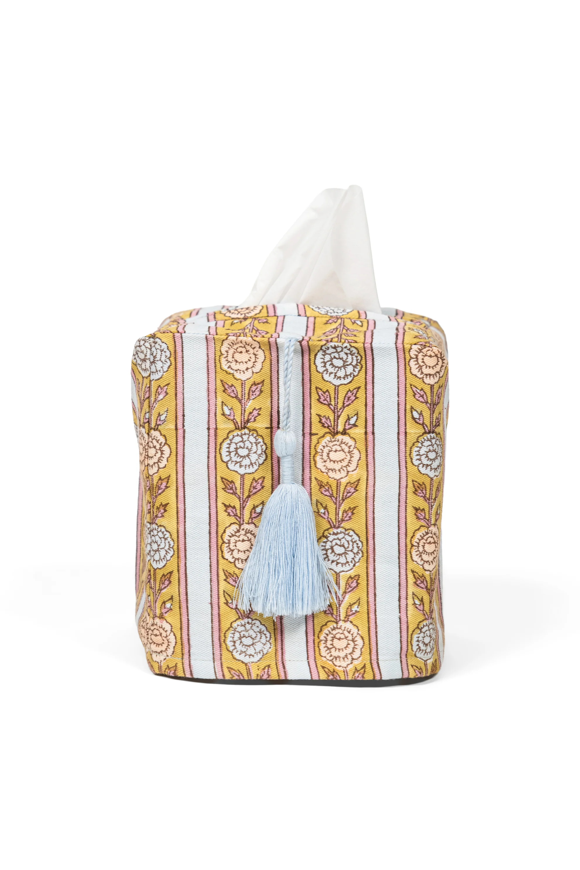 Vintage Floral Stripe Blockprint Tissue Box Cover - Image 7