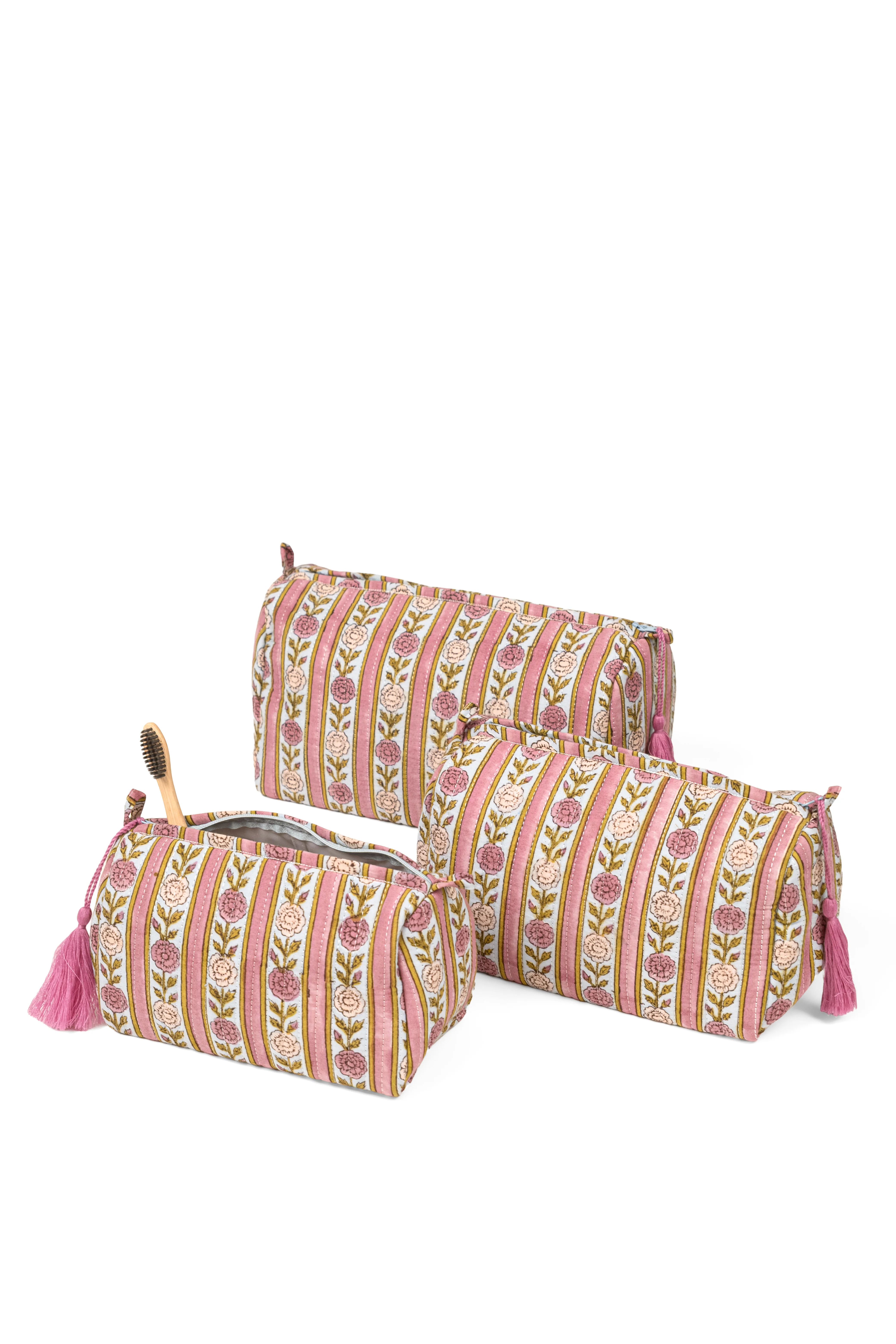 Vintage Floral Stripes Makeup Bag - Image 10