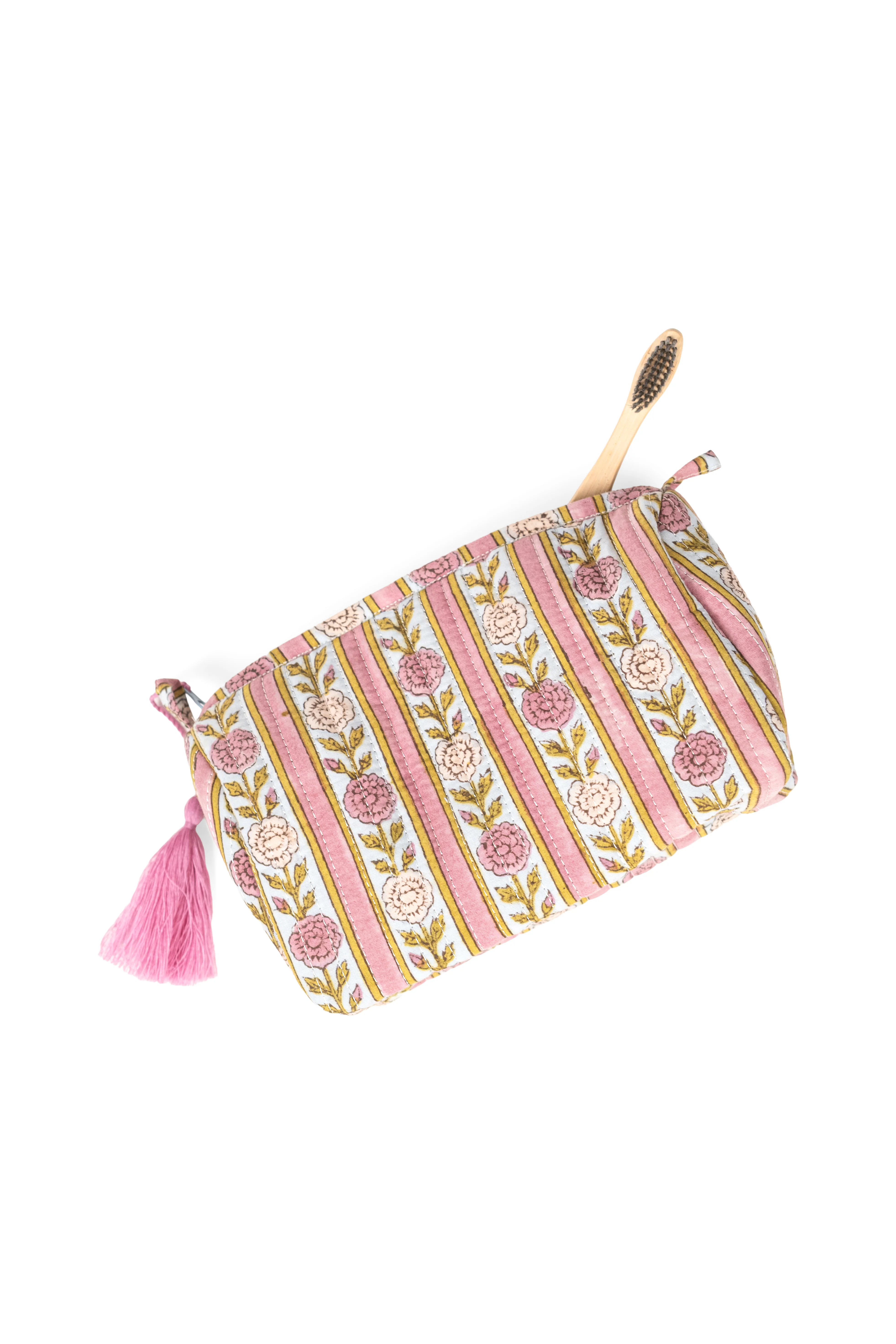 Vintage Floral Stripes Makeup Bag - Image 11