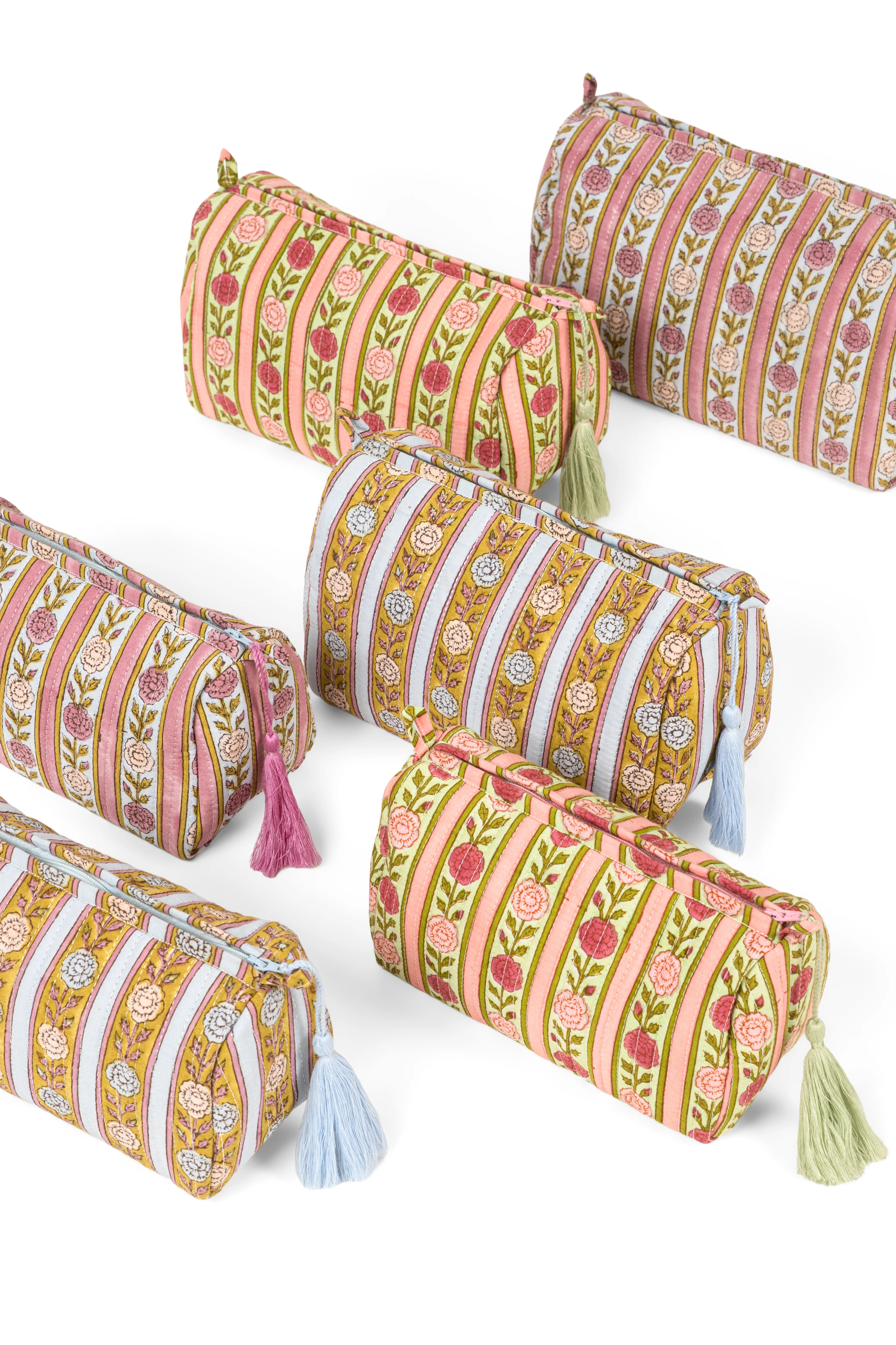 Vintage Floral Stripes Makeup Bag - Image 13