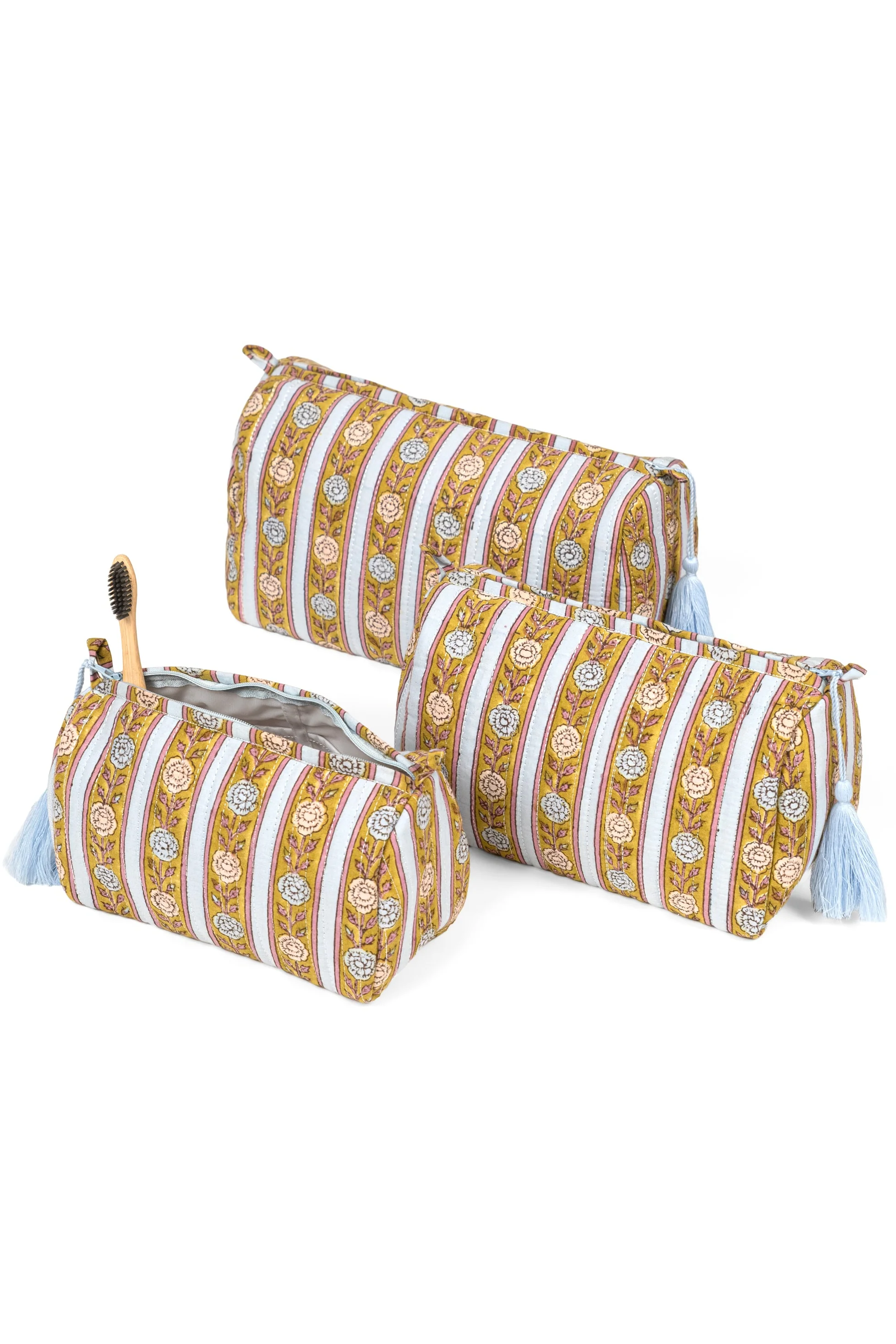 Vintage Floral Stripes Makeup Bag - Image 2