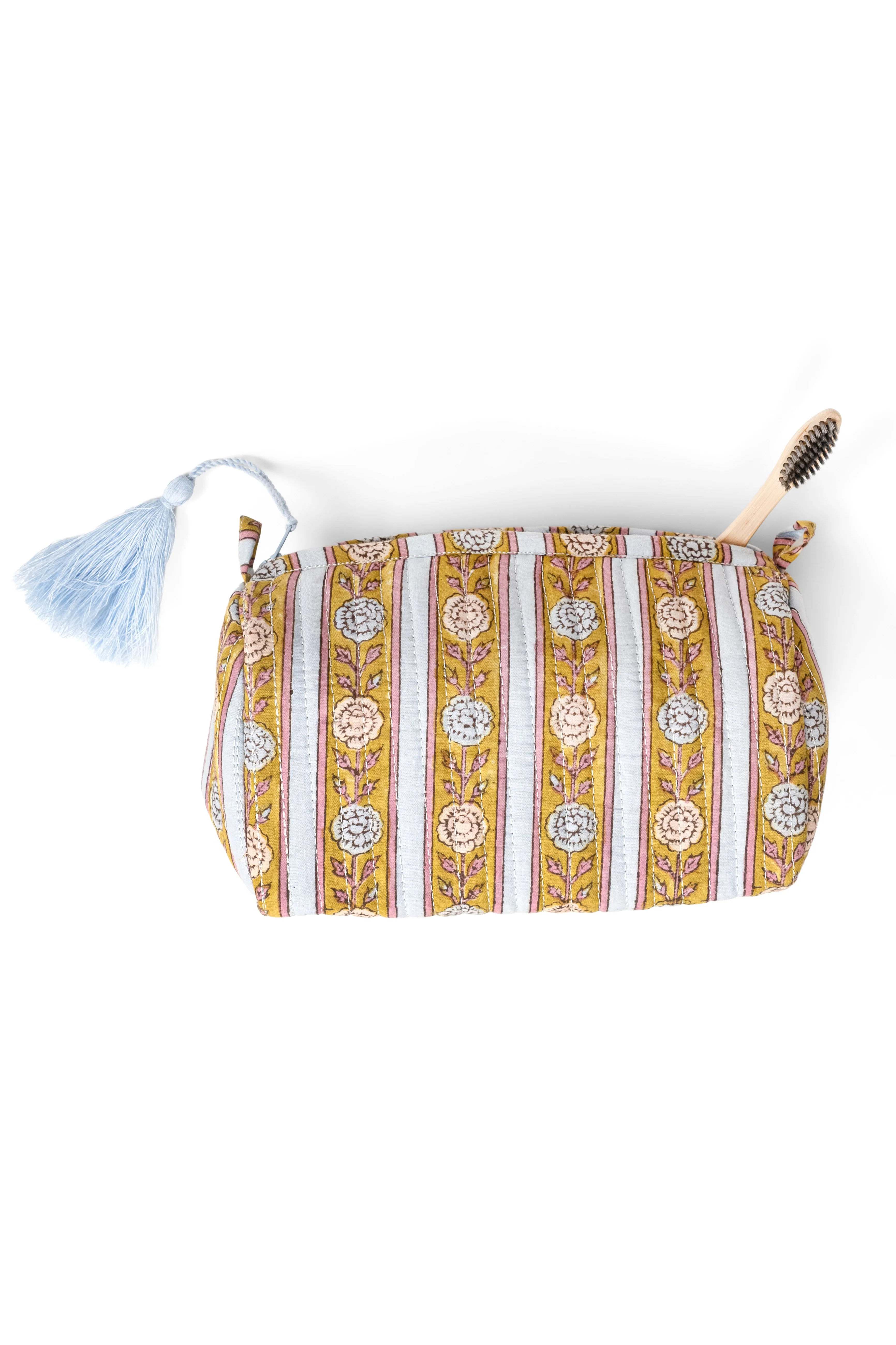 Vintage Floral Stripes Makeup Bag - Image 3