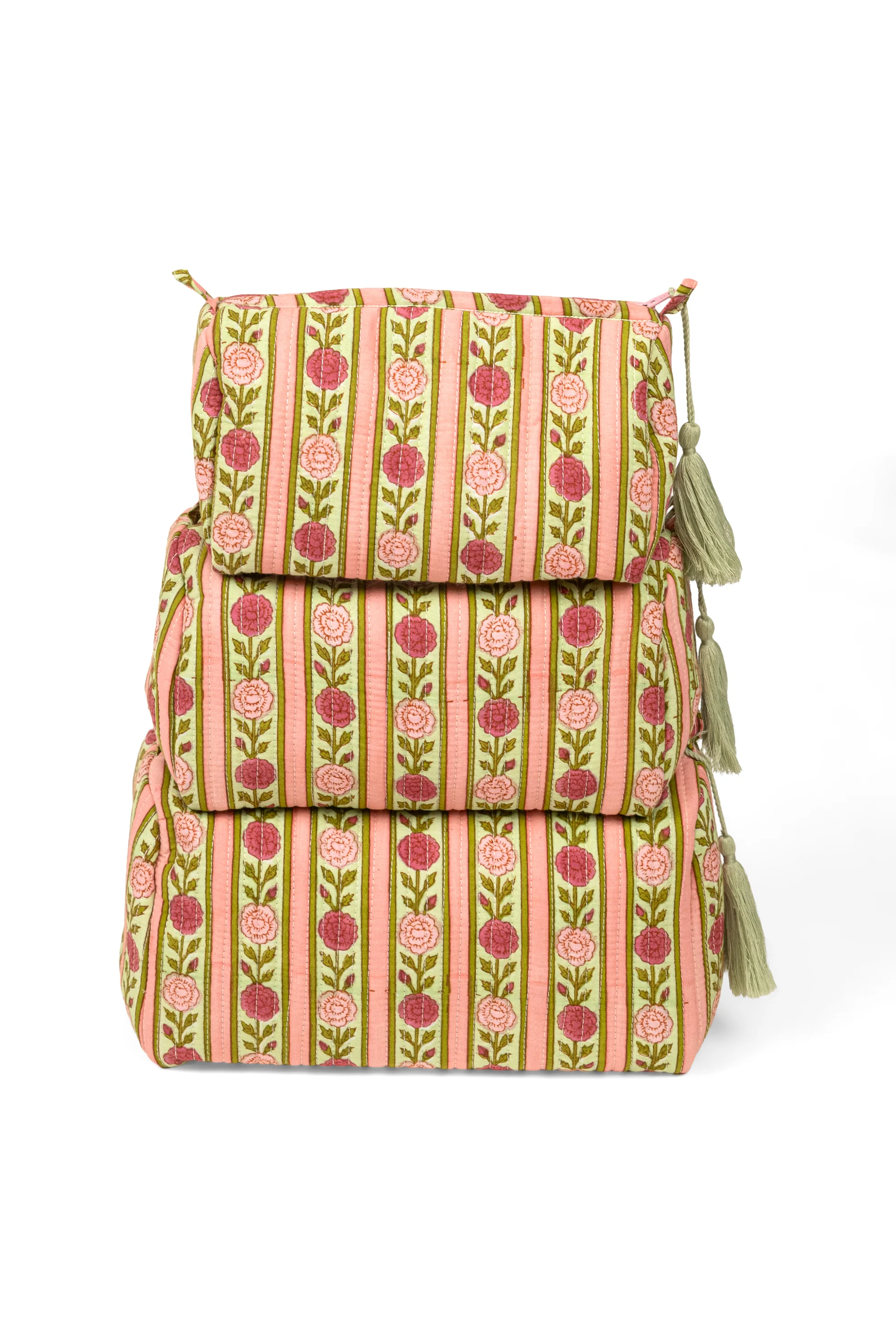Vintage Floral Stripes Makeup Bag - Image 5