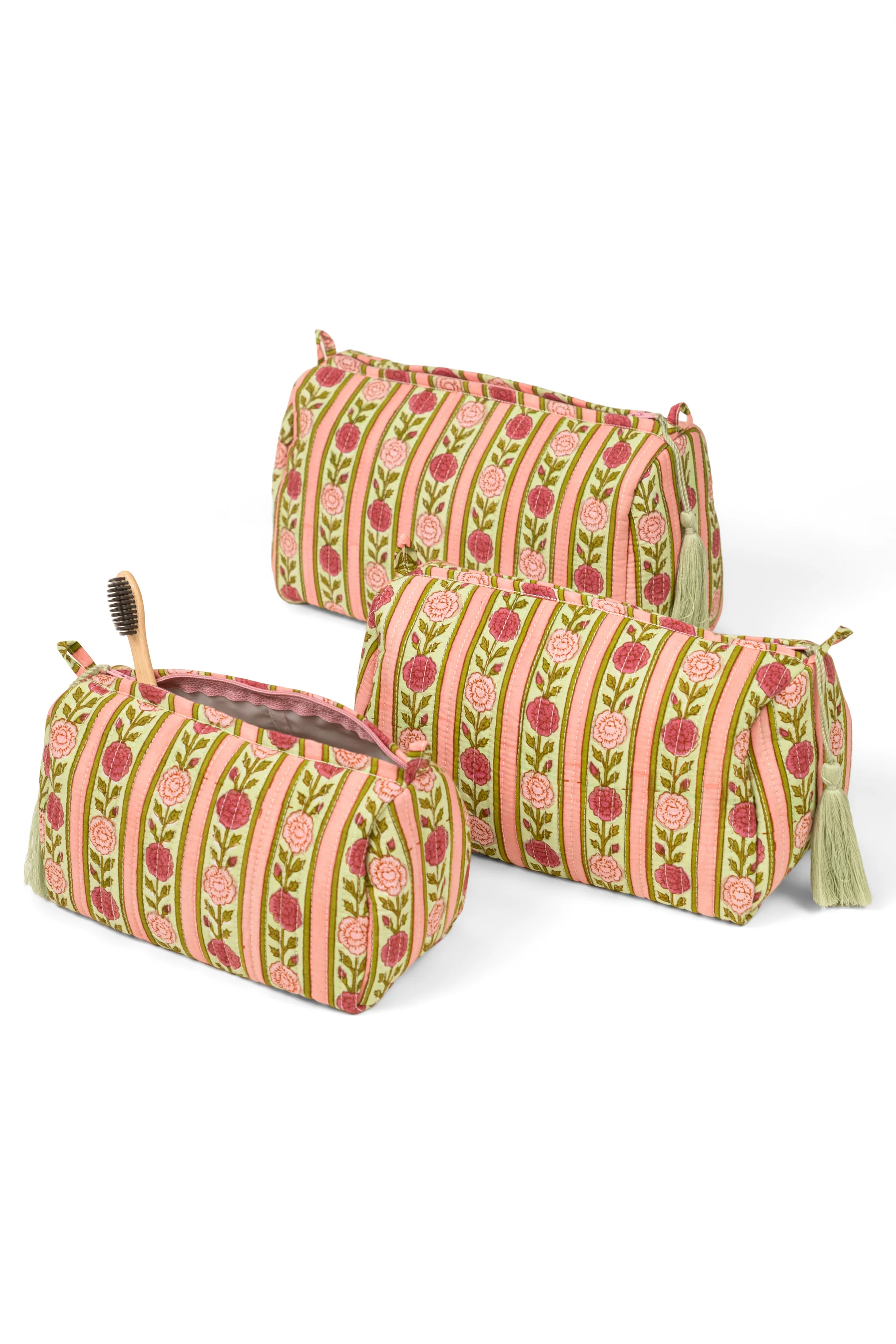 Vintage Floral Stripes Makeup Bag - Image 6