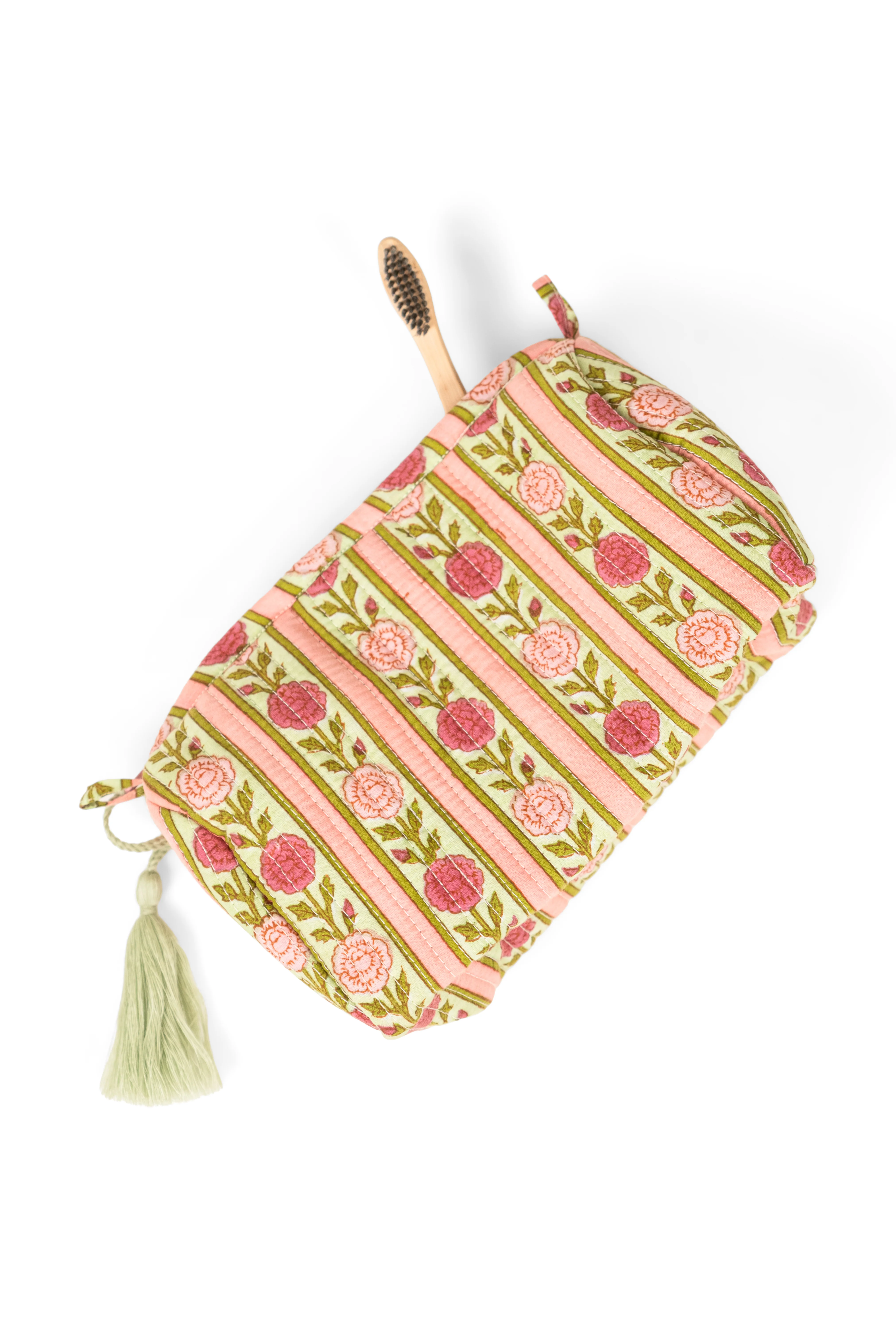 Vintage Floral Stripes Makeup Bag - Image 7