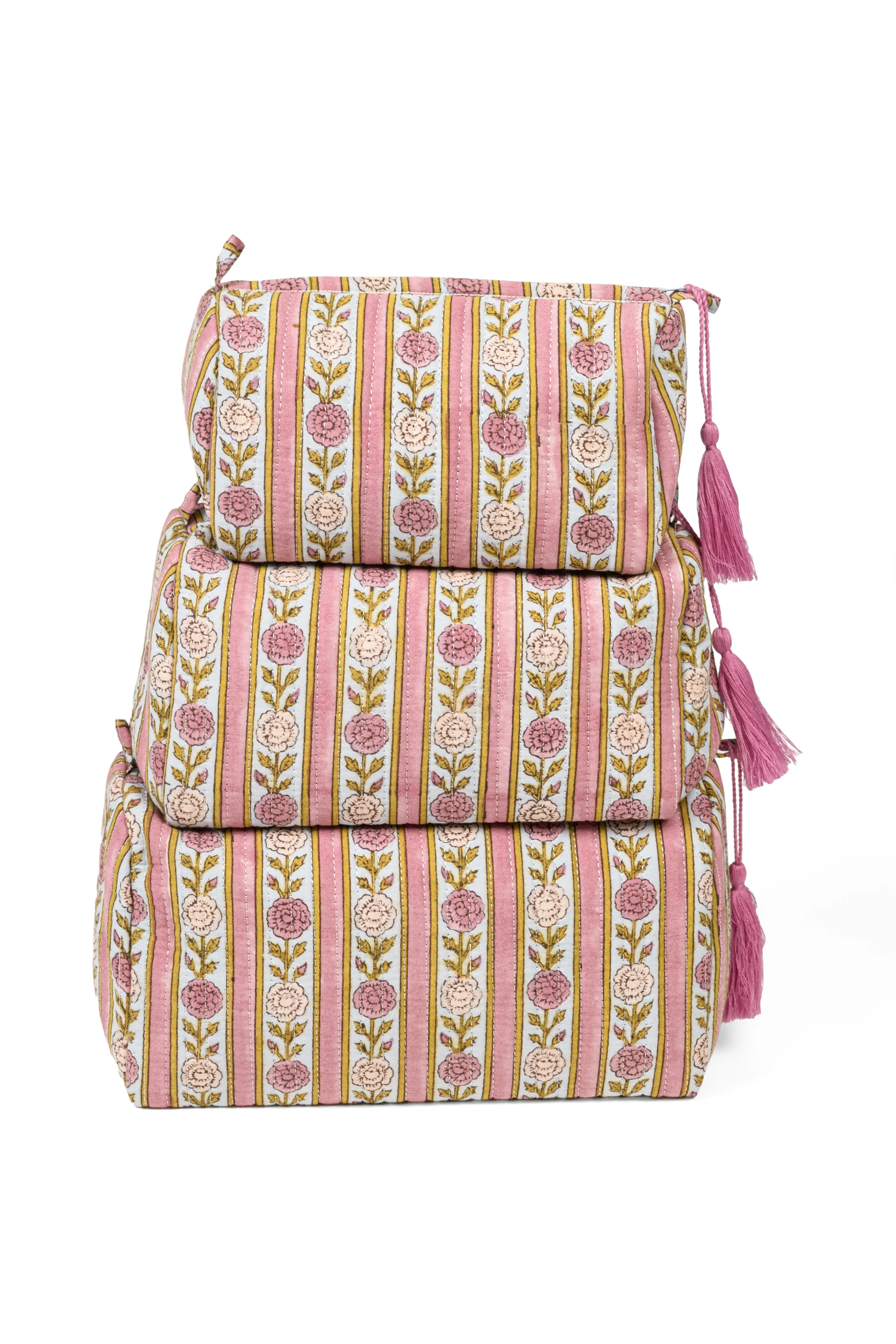 Vintage Floral Stripes Makeup Bag - Image 9