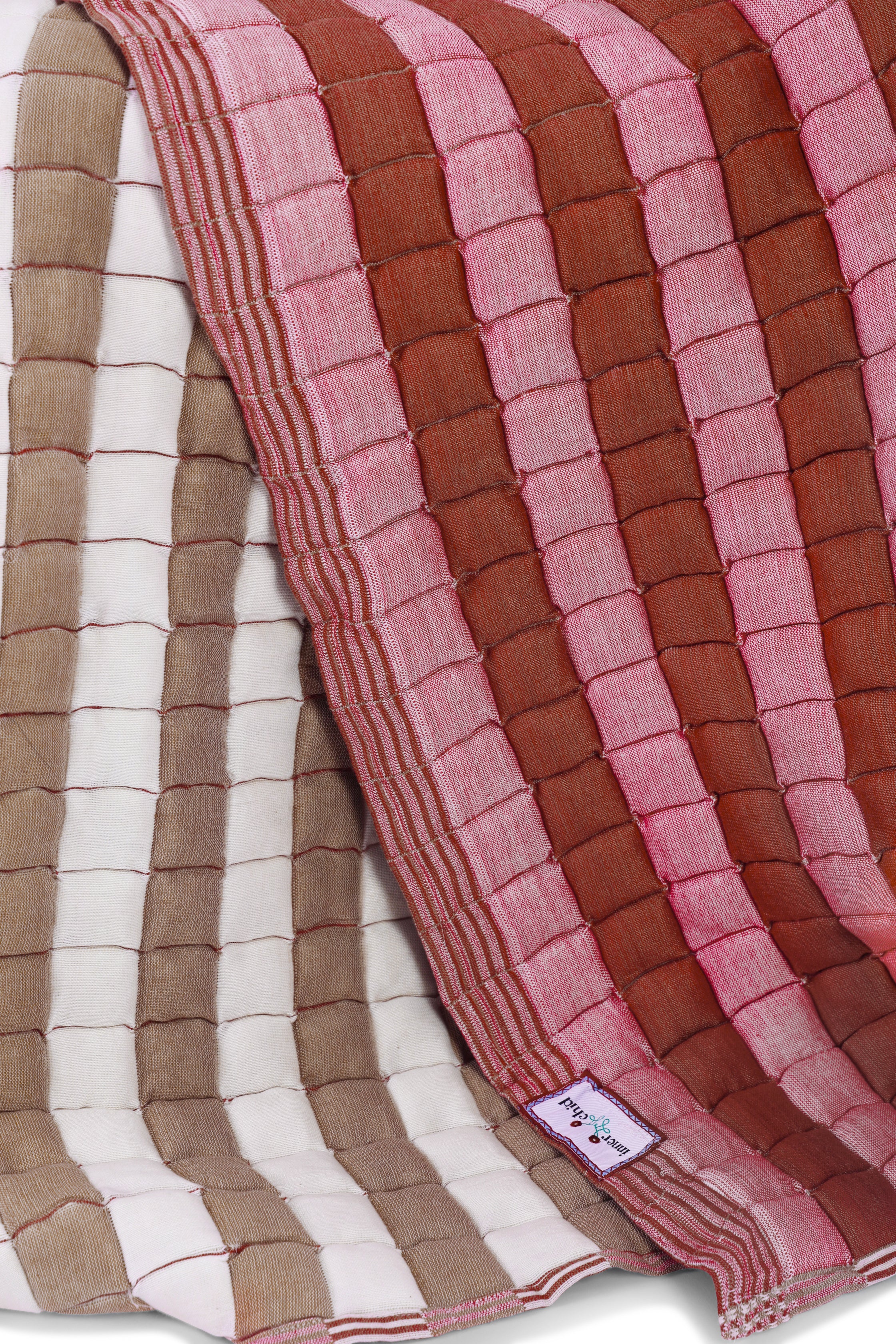 Dusty Pink & Taupe Reversible Sujani Quilt - Image 5