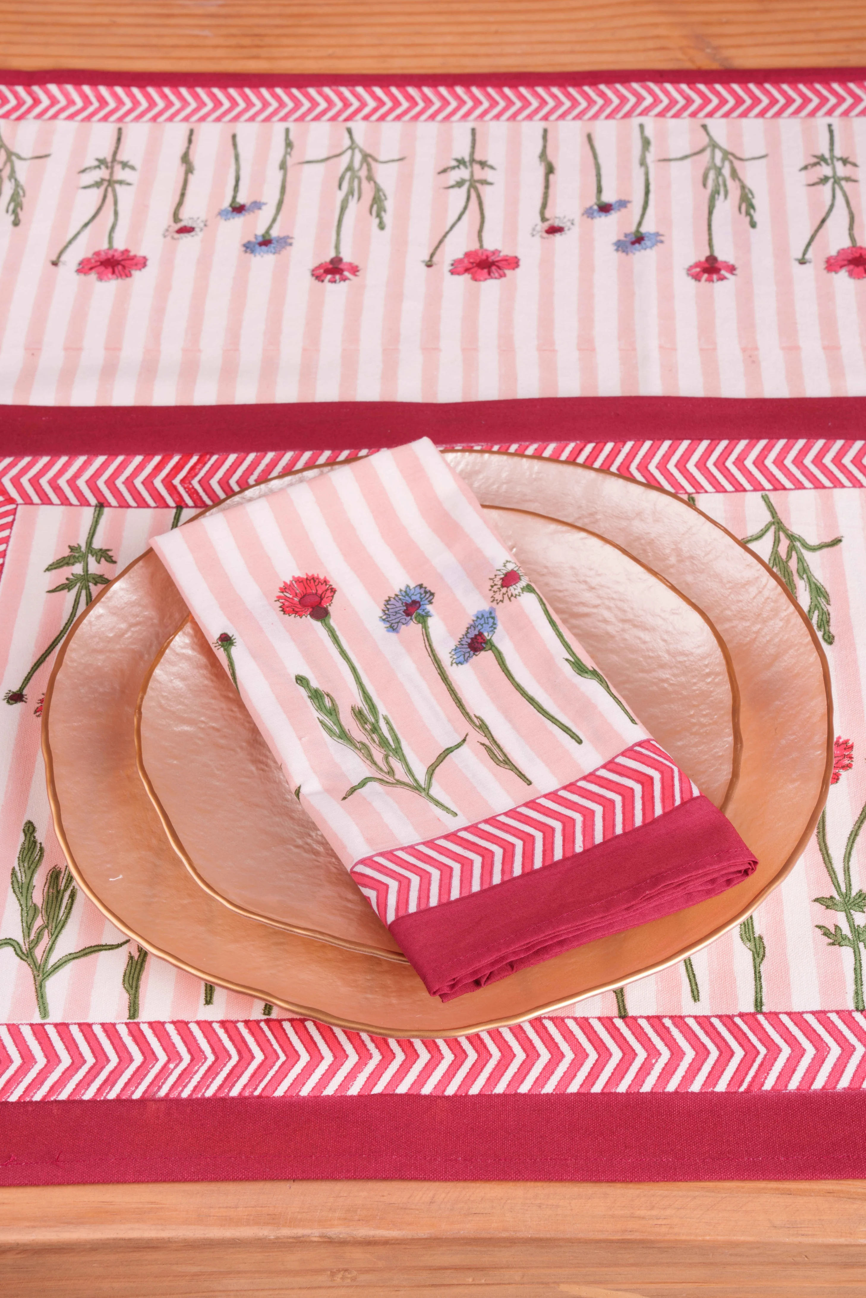 Wildflower Blockprint Napkins, Set of 4 - Image 4